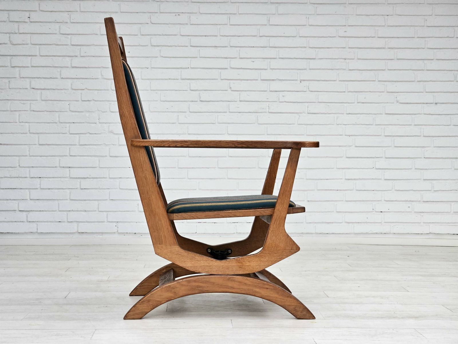 1950 60s, Danish Highback Rocking Chair In Original Very Good Condition. photo vinterior