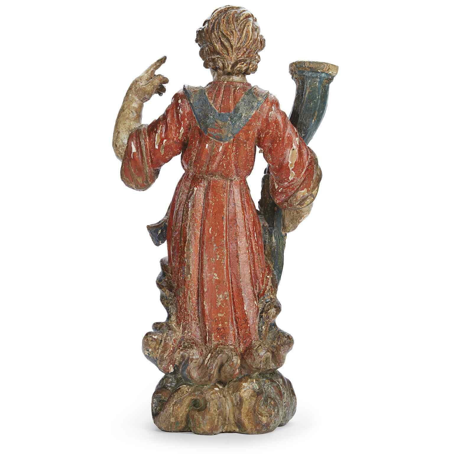 Home Decor Pair Of Sculpted Lacquered And Gilded Candle Holder Angels 1600 photo