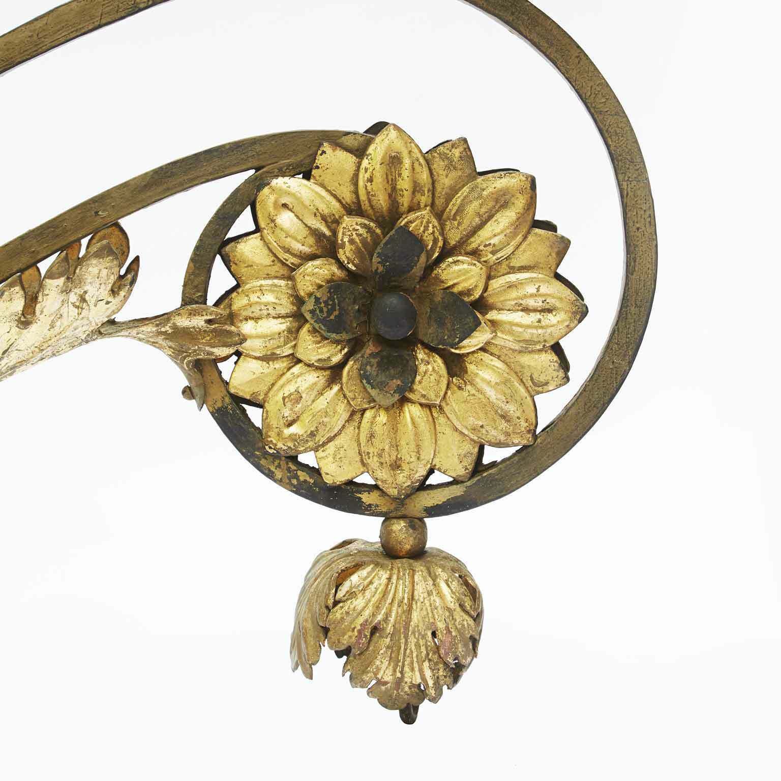 Pair Of Large Golden Appliques With Flowers And Swirls 1700 Arms For Votive Lamps photo buy