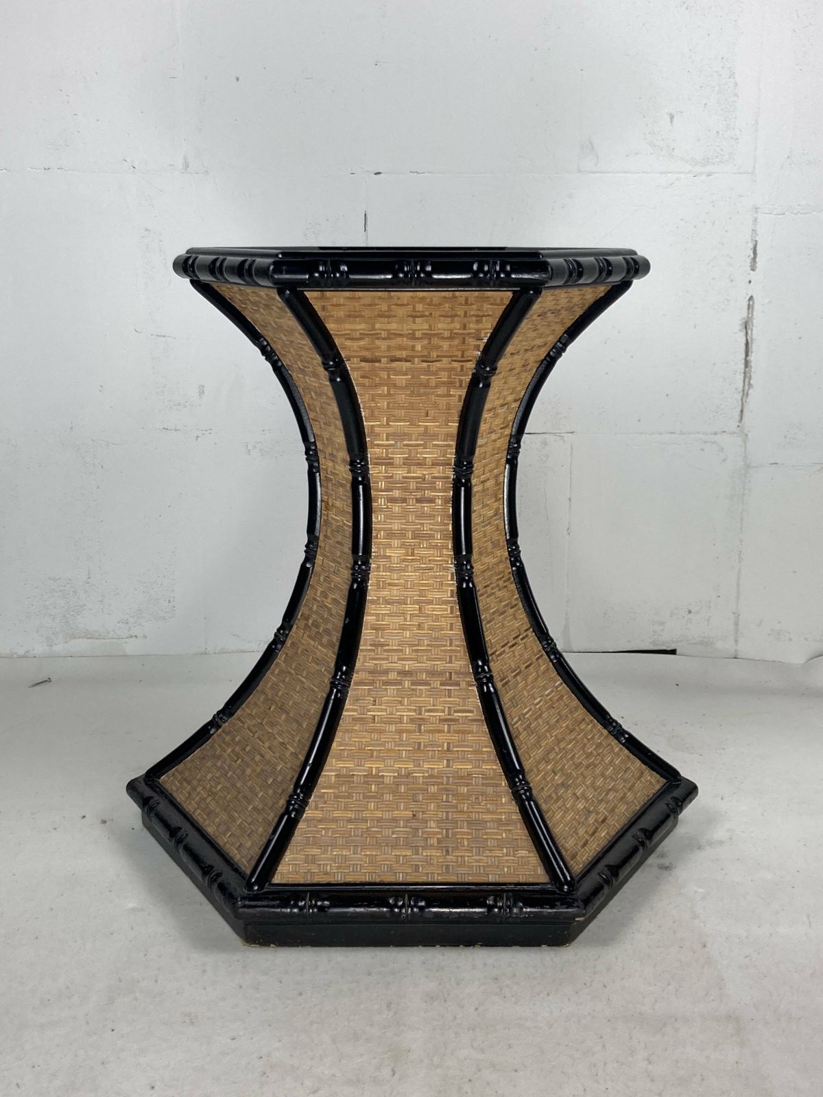 Coastal Palm Regency Rattan Bamboo Side Table Or Dining Table Base France 1970s photo for sale
