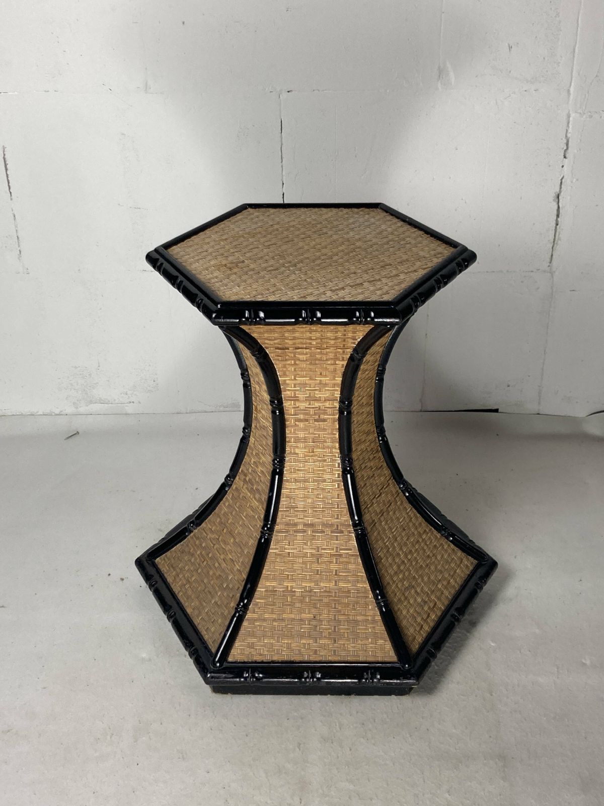 Coastal Palm Regency Rattan Bamboo Side Table Or Dining Table Base France 1970s photo 958.0