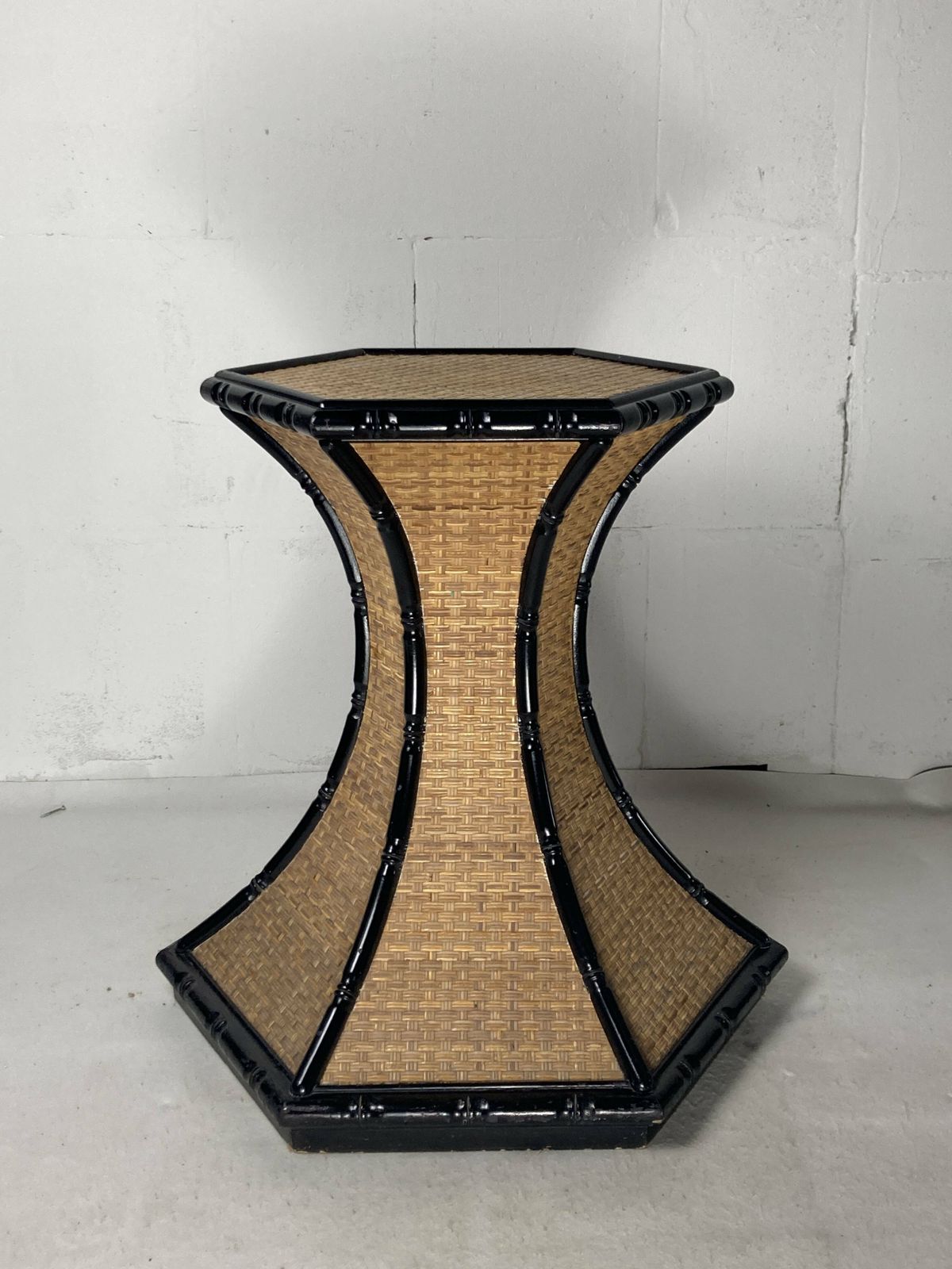 Coastal Palm Regency Rattan Bamboo Side Table Or Dining Table Base France 1970s photo vinterior