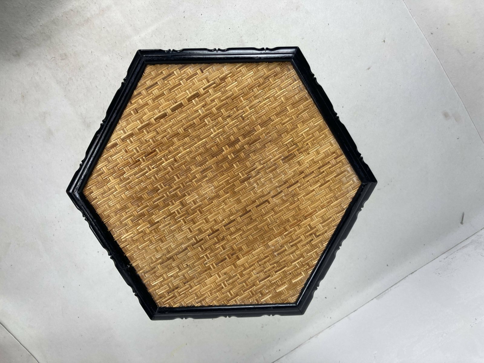 958.0 Coastal Palm Regency Rattan Bamboo Side Table Or Dining Table Base France 1970s photo
