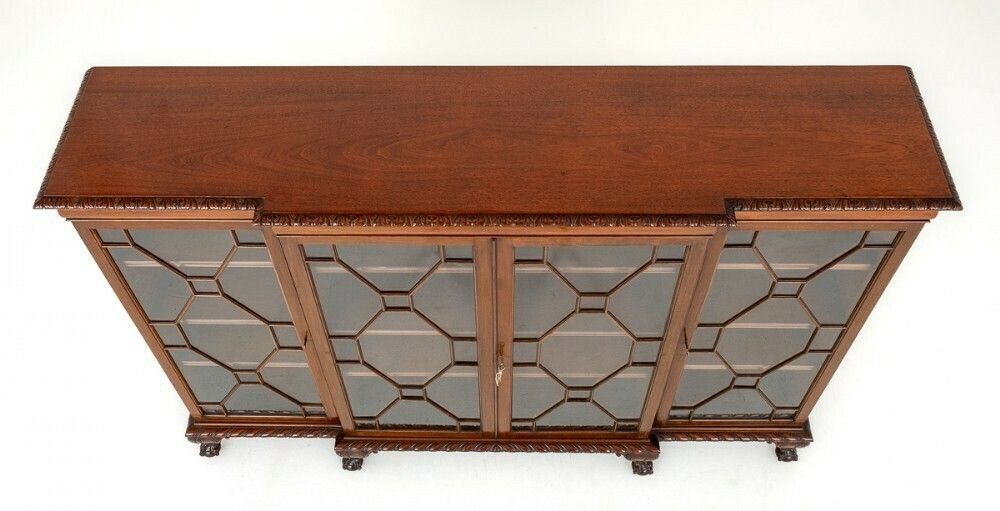 Chippendale Breakfront Bookcase Cabinet Mahogany 1900 photo 1995.0