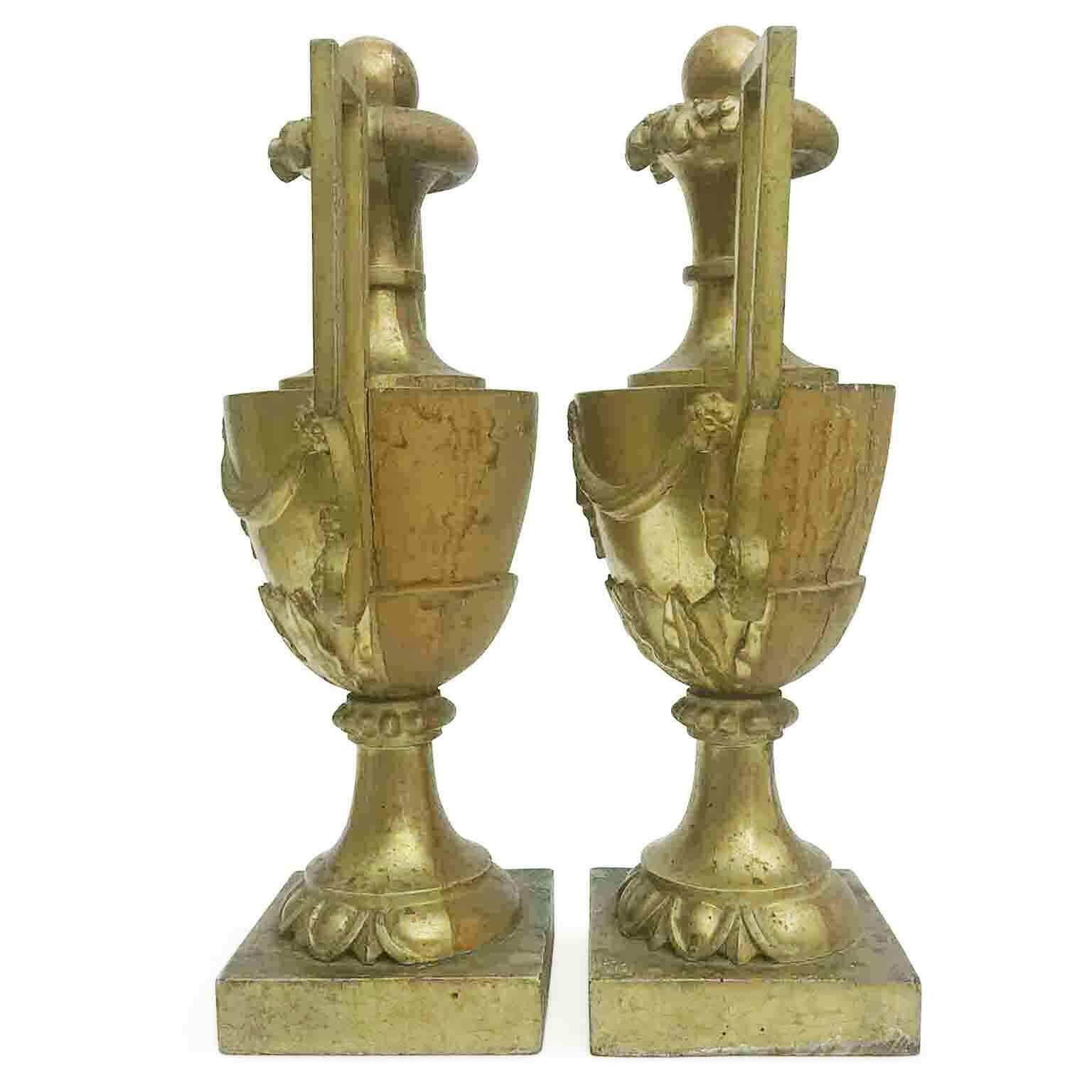 Pair Of Large Empire Vases With Golden Handles photo for sale