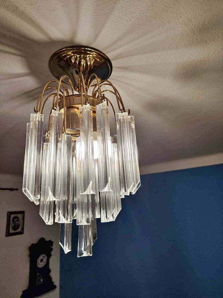 Murano Vintage Chandelier Mid Century Crystal. Venini Era 1960/70 48 Glass photo furniture