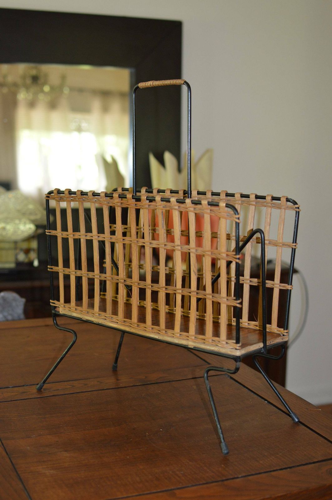 Wicker Magazine Rack / Vintage Magazine Holder / Sweet Vintage