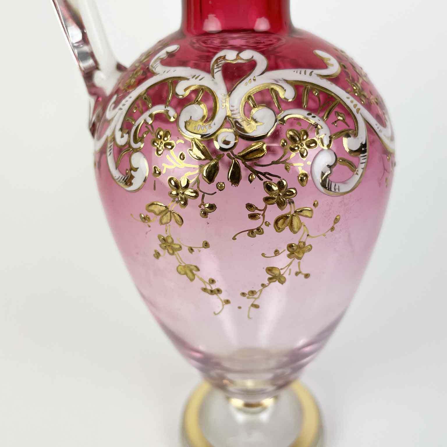 Liquor Service In Golden Metal With Flower Vase, Late 19th Century photo Home Decor