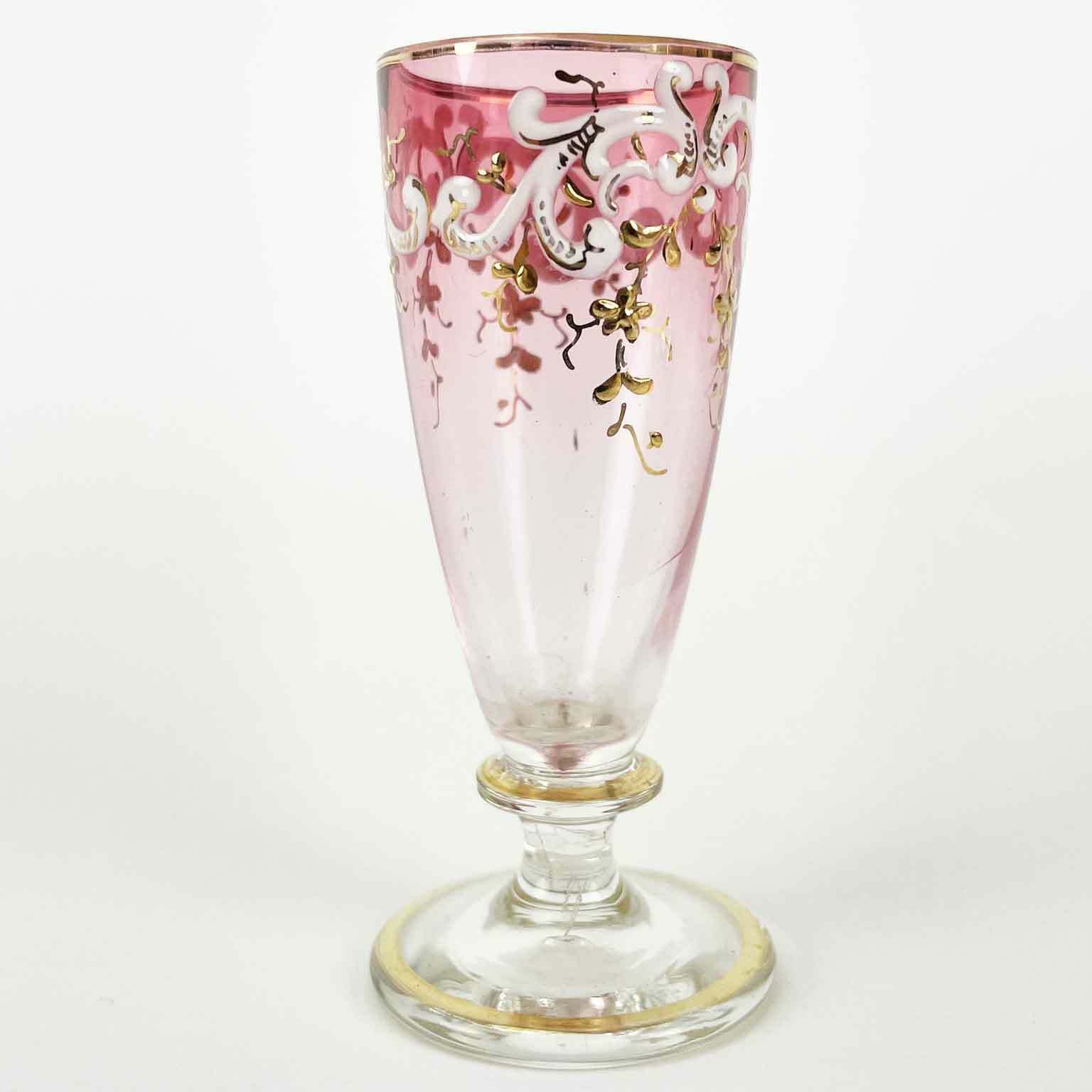 Liquor Service In Golden Metal With Flower Vase, Late 19th Century photo vinterior