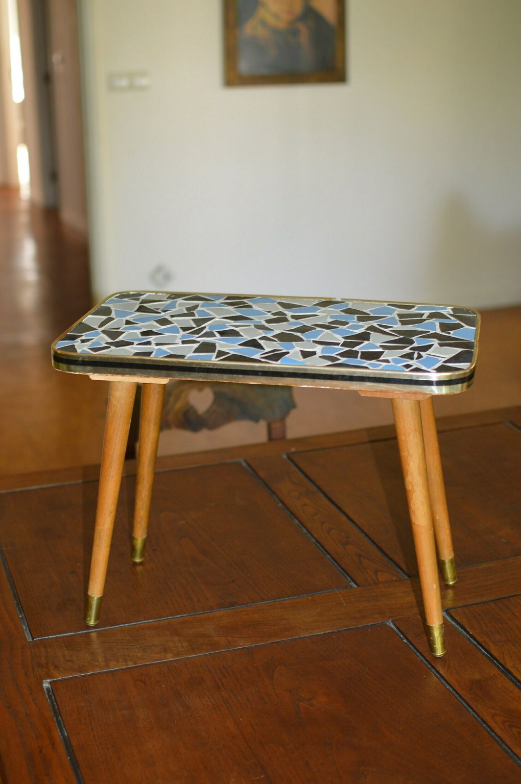 Vintage 50s Mid Century Nordic Modernist Rockabilly Mosaic Plant Stand