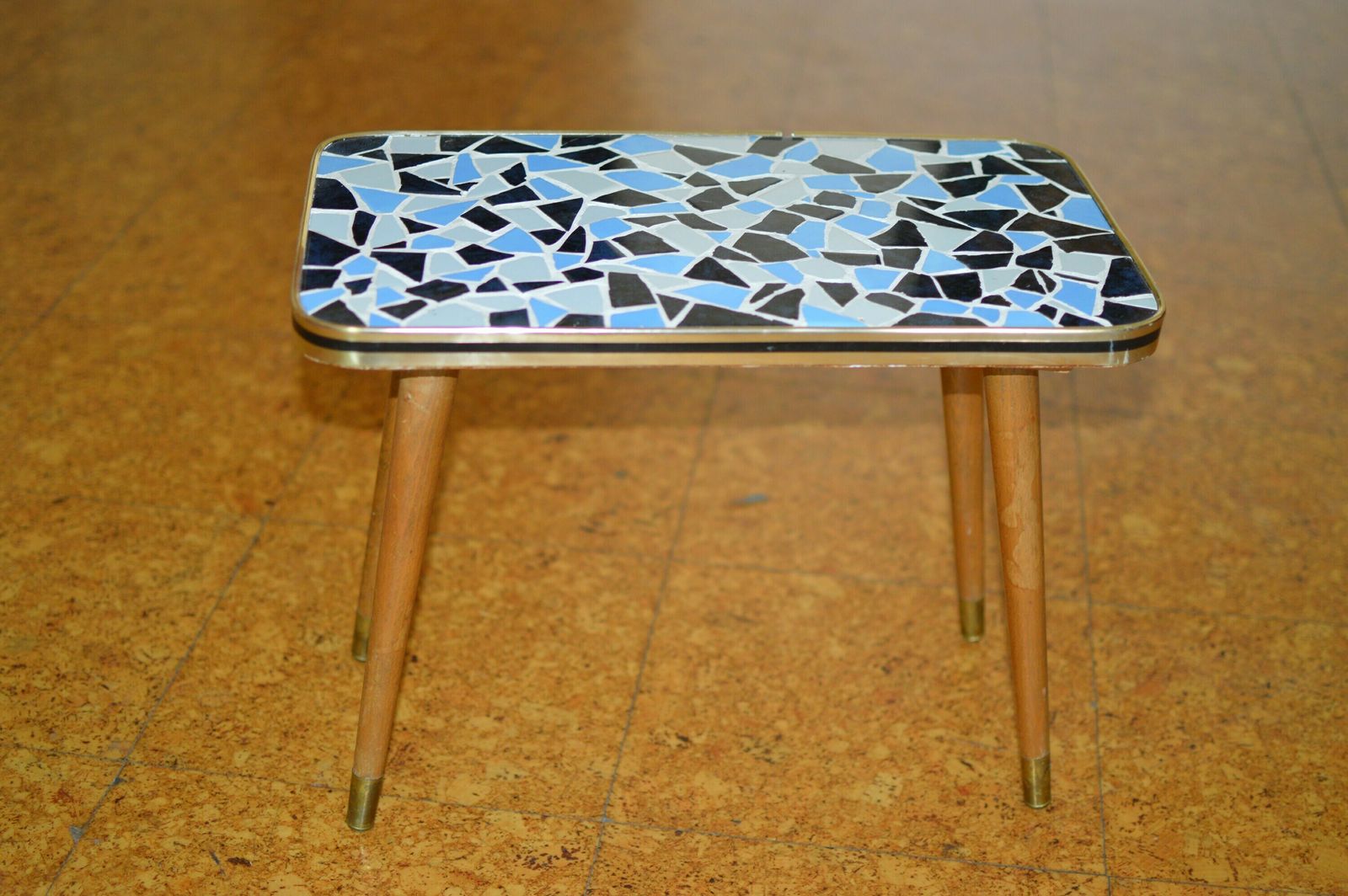 Vintage 50s Mid Century Nordic Modernist Rockabilly Mosaic Plant Stand photo vinterior