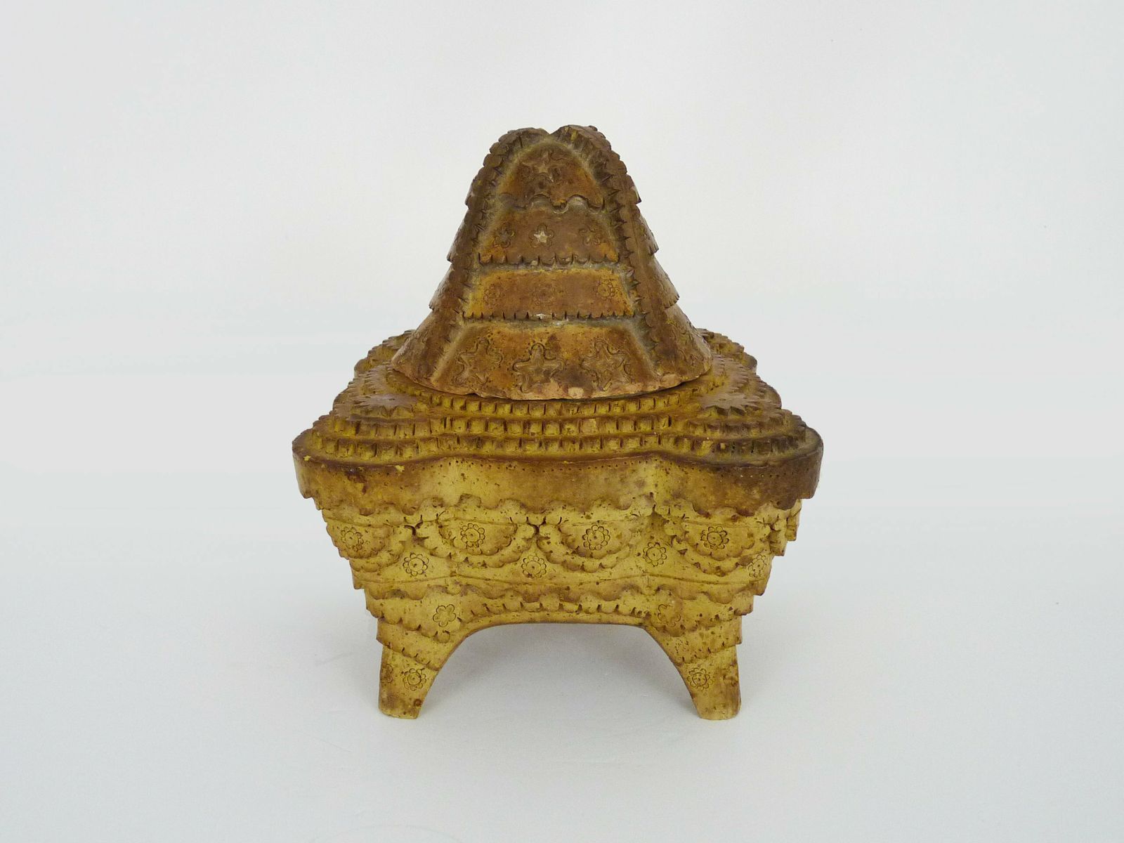 Pot d'offrande de temple en stéatite sculptée, pot à onguent, Thaïlande, Birmanie photo Décoration