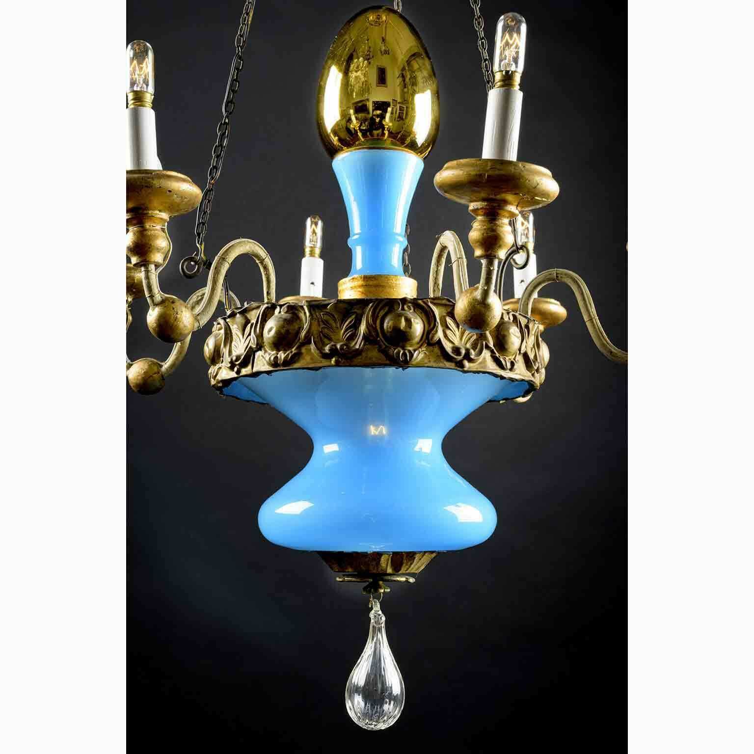 Turquoise And Golden Chandelier Lucca 19th Century photo furniture