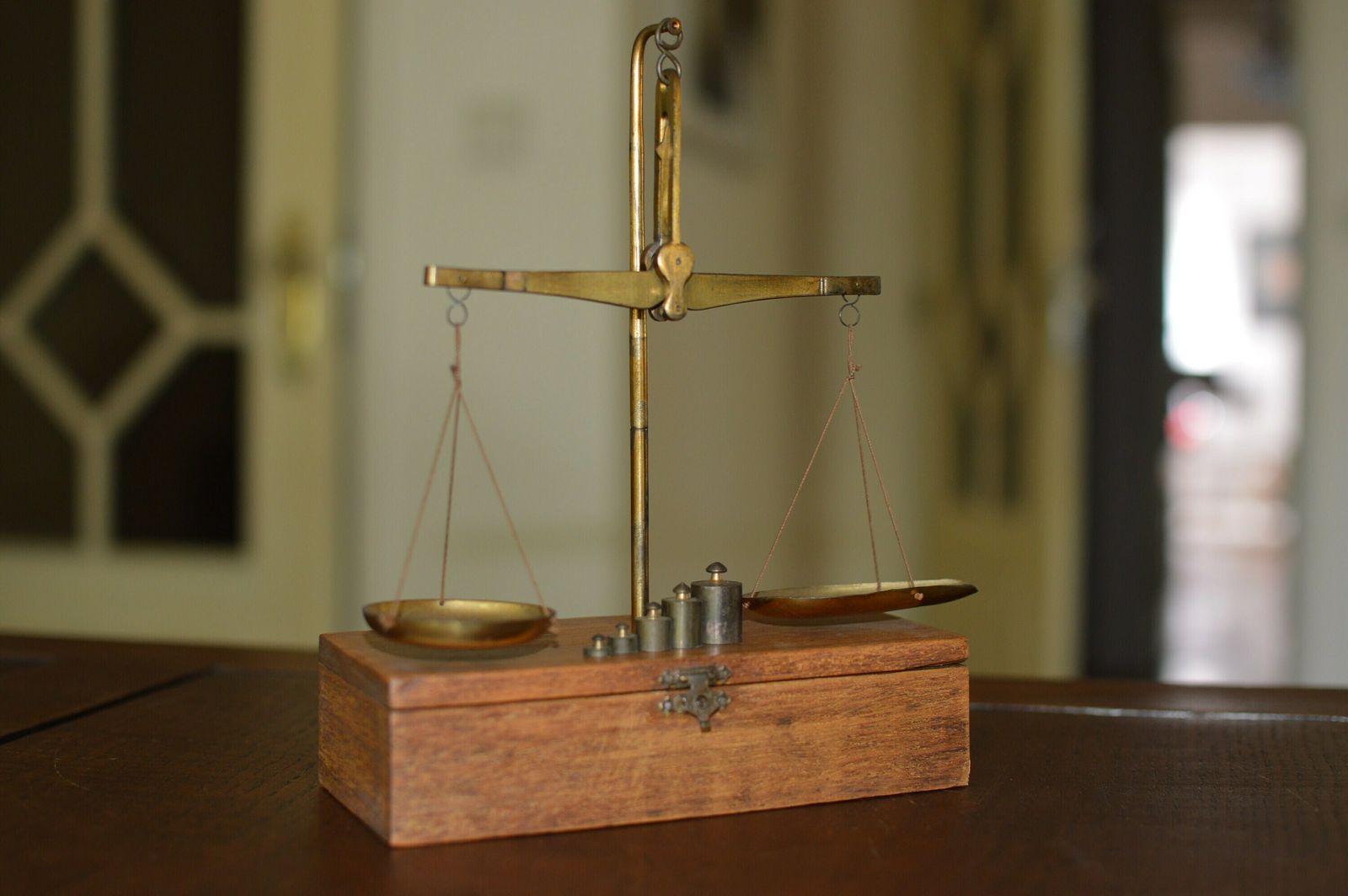 Old Scale For Weighing Gunpowder. Complete With All Weights photo buy