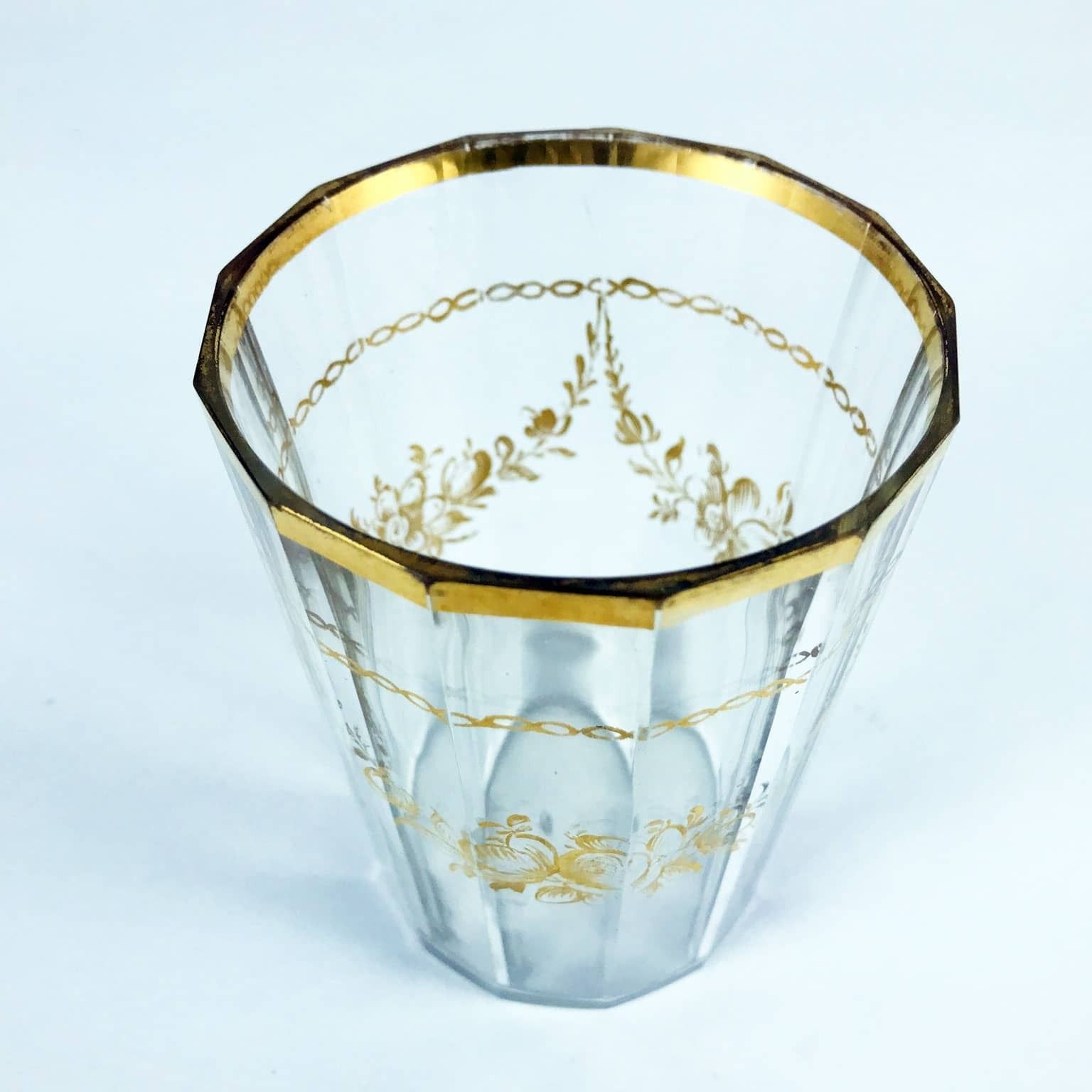 Antique Bohemia Golden Glass Tumbler From 1700 photo Home Decor