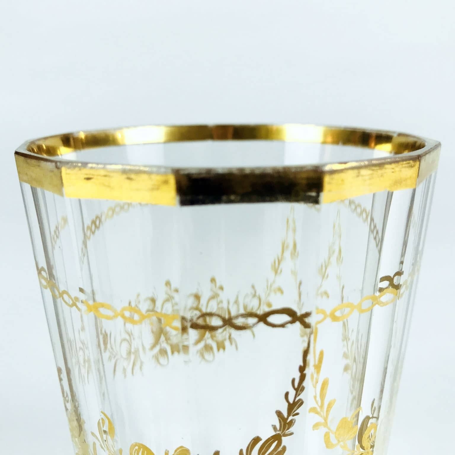 Antique Bohemia Golden Glass Tumbler From 1700 photo vinterior