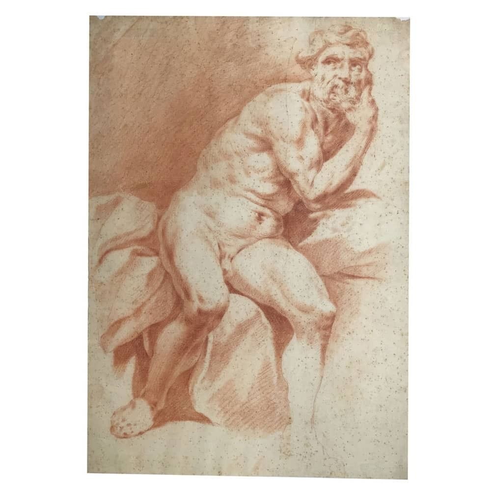 Pair Of Sanguine Drawings With Nude Studies
