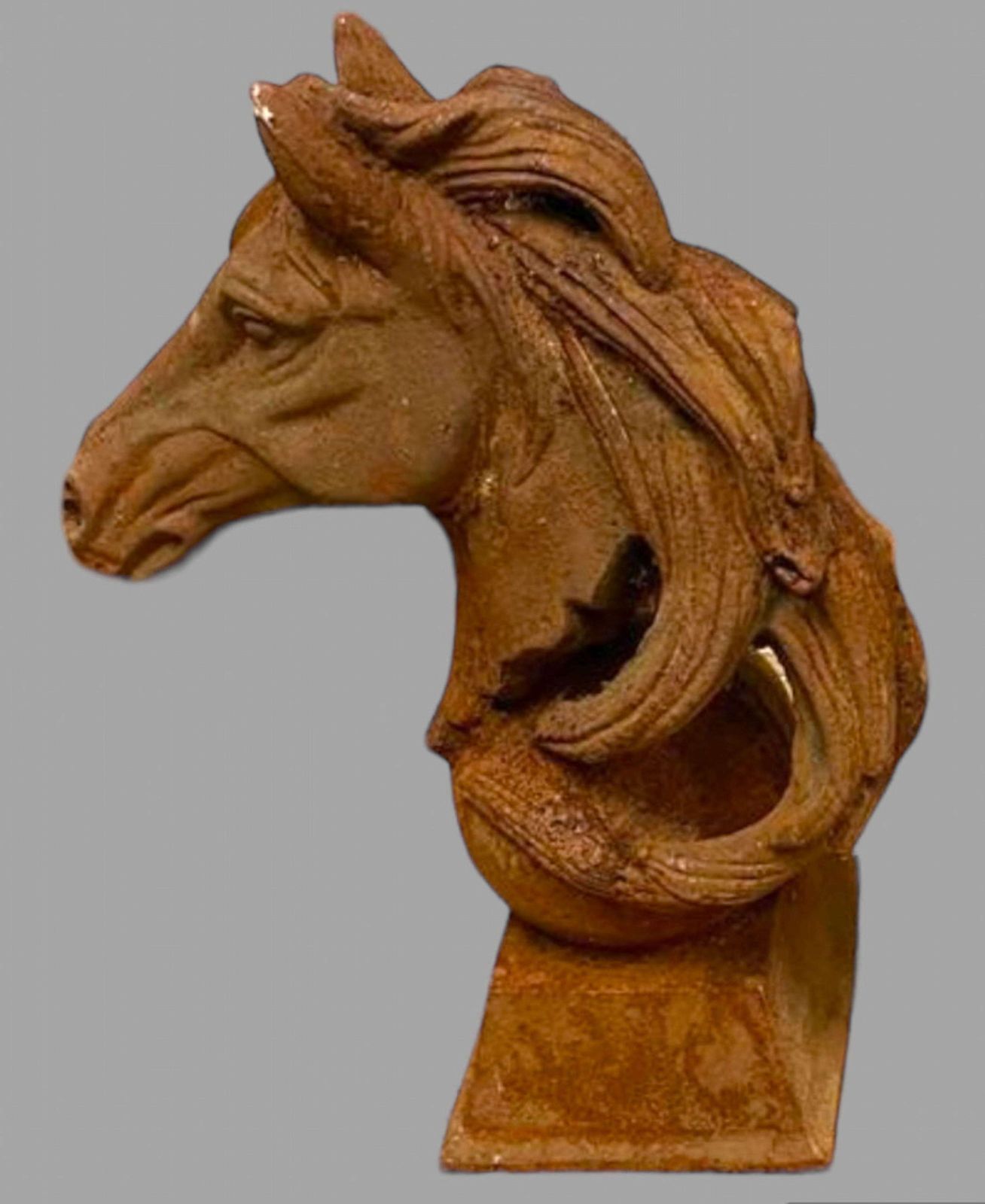 Near Pair Of Horse Head Busts, In Cast Iron photo furniture