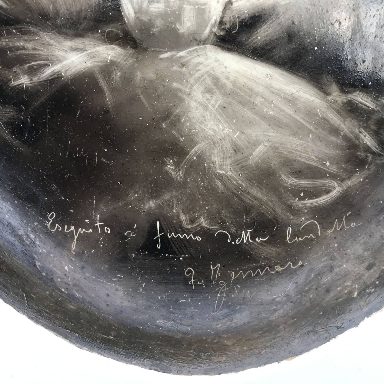 Felice Zennaro Maternity Early 1900s Painted In Carbon Black On Ceramics photo vinterior