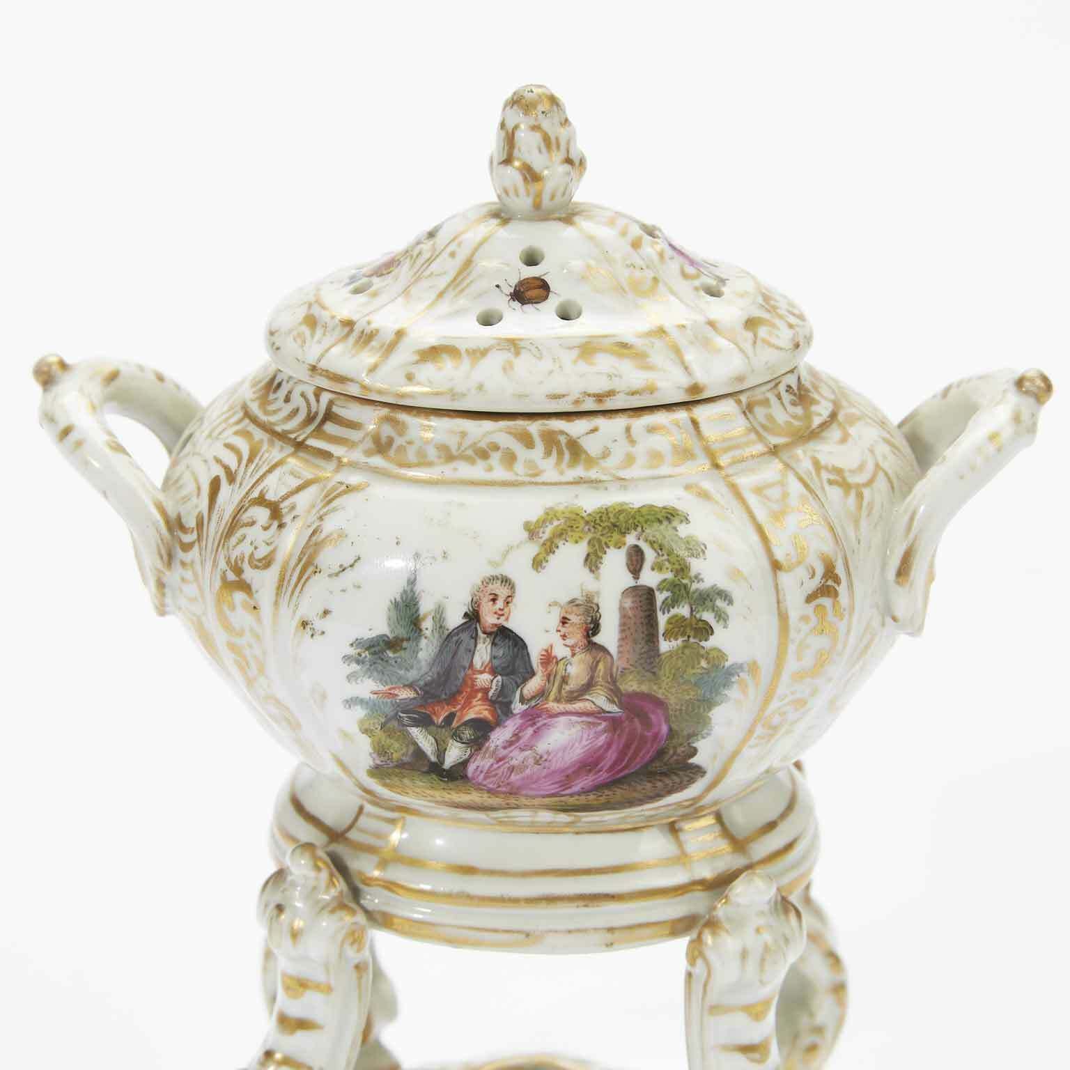 Home Decor Pair Of Antique German Porcelain Incense Burners From The 1800s photo