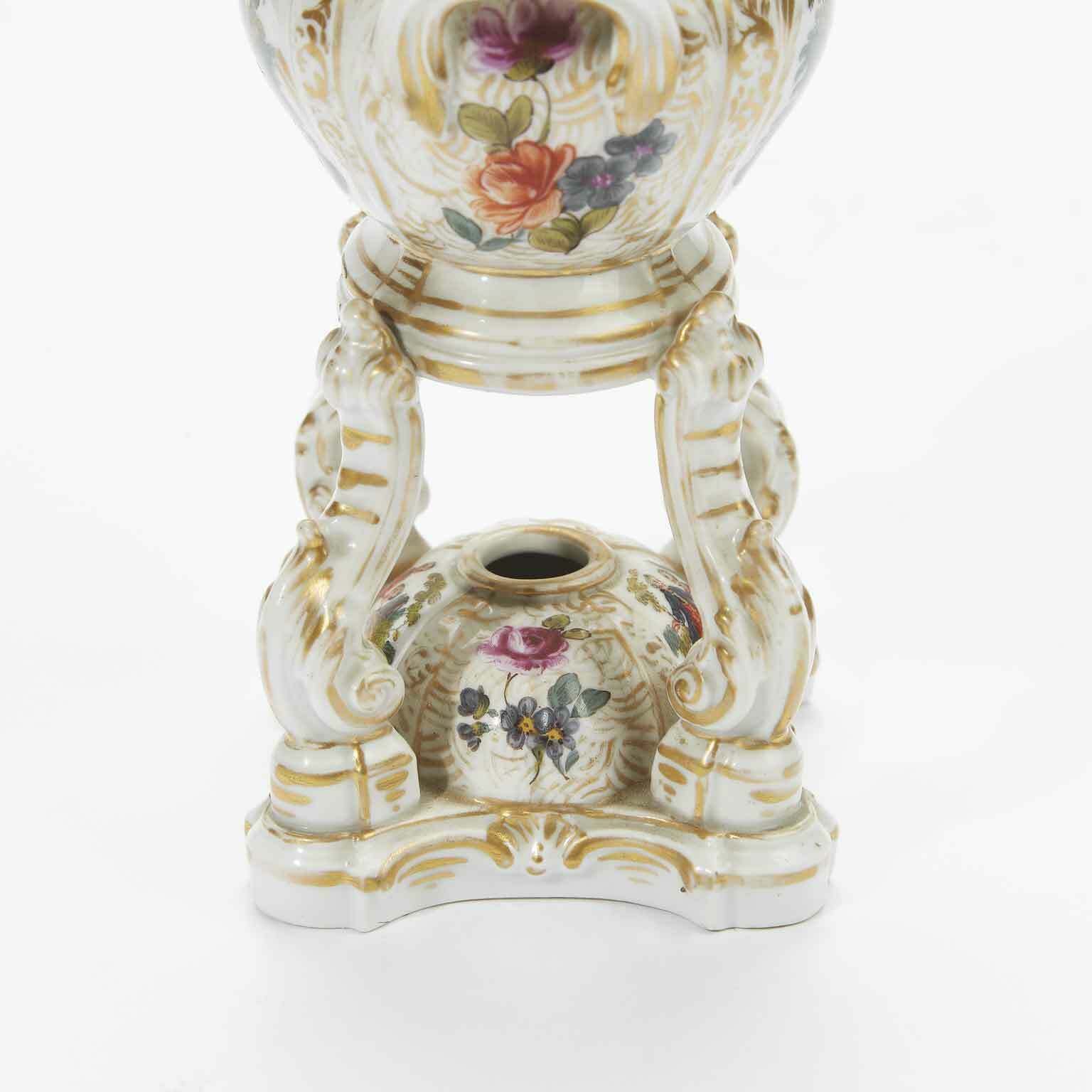 2484.0 Pair Of Antique German Porcelain Incense Burners From The 1800s photo