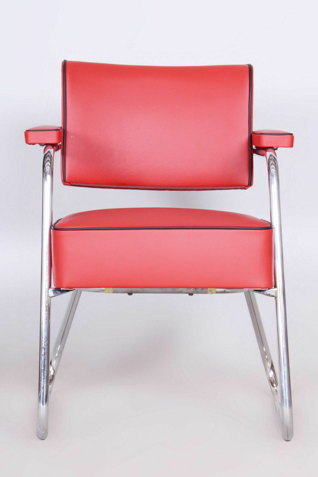 Restored Bauhaus Armchair, Mauser, Gilbert Rohde, Chrome, High Quality Leather, Newly Reupholstered ,Germany, 1930s photo Furniture