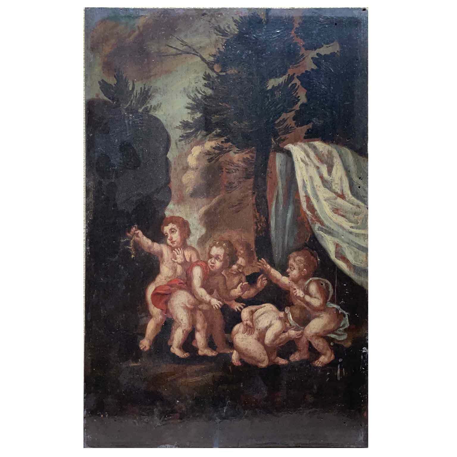 Pair Of Landscapes With Putti, 1800s photo furniture