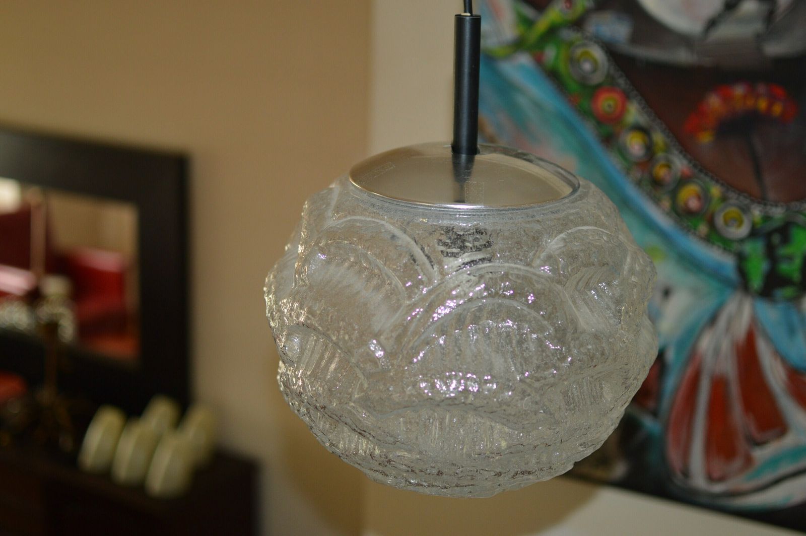 Doria Murano Glass Pendant   Germany Space Age   1970svintage Lamp Space Age Mid Century photo vinterior