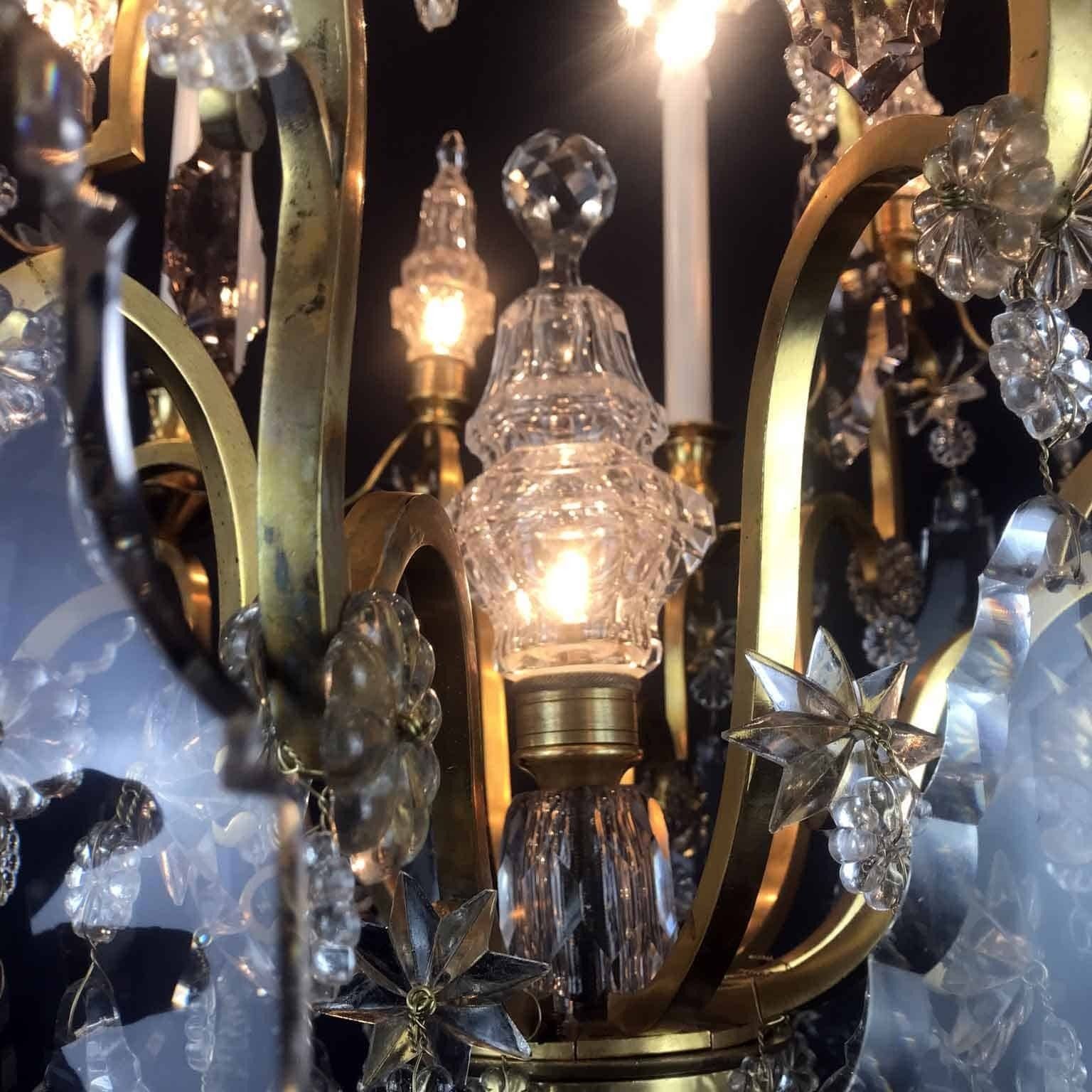 Lighting French Chandelier From The Early 1900s In Gilded Bronze And Crystal photo