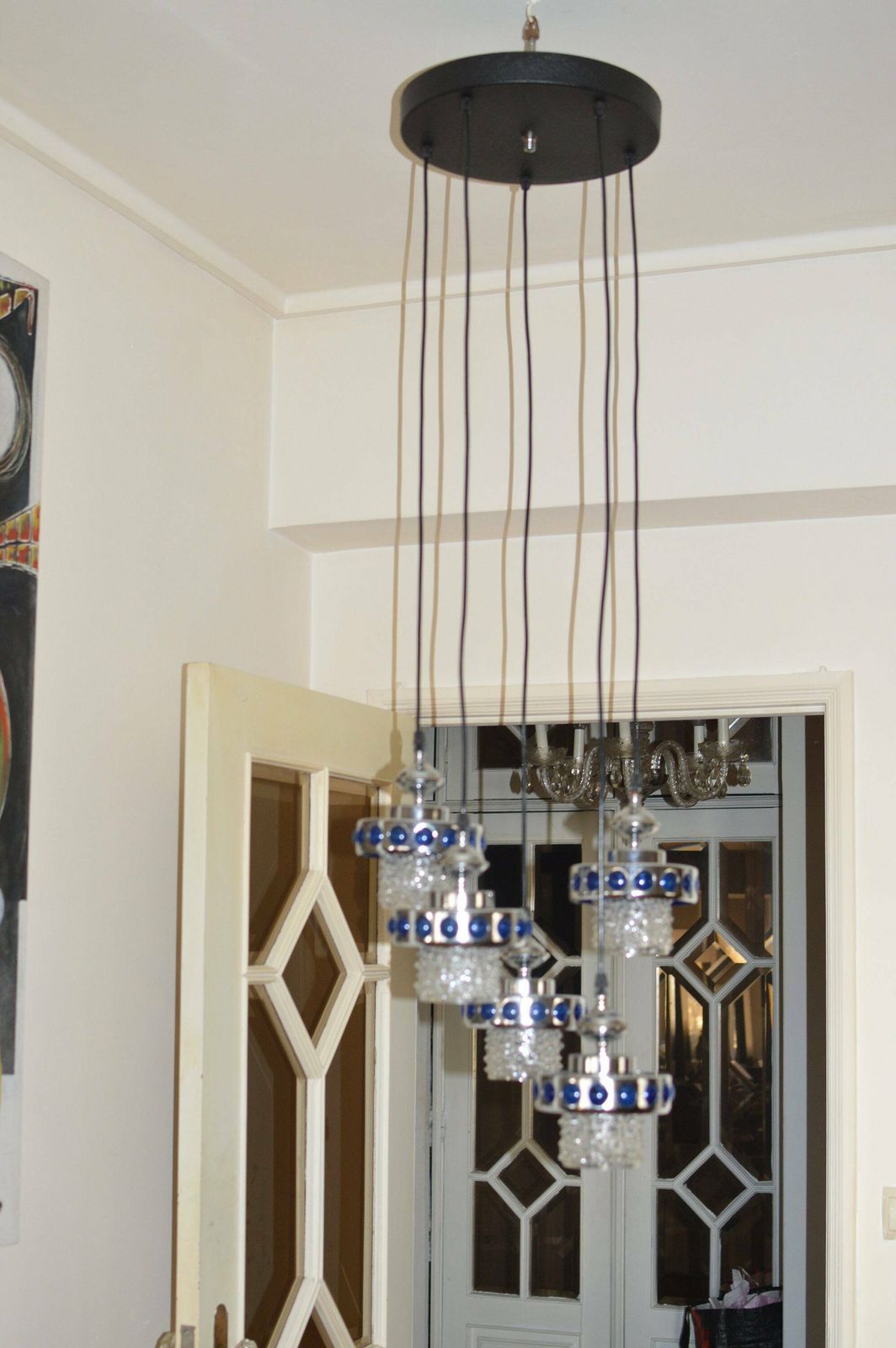 Lamp Mid Century Space Age Cascade Sputnik Chandelier . 1970. Original photo furniture