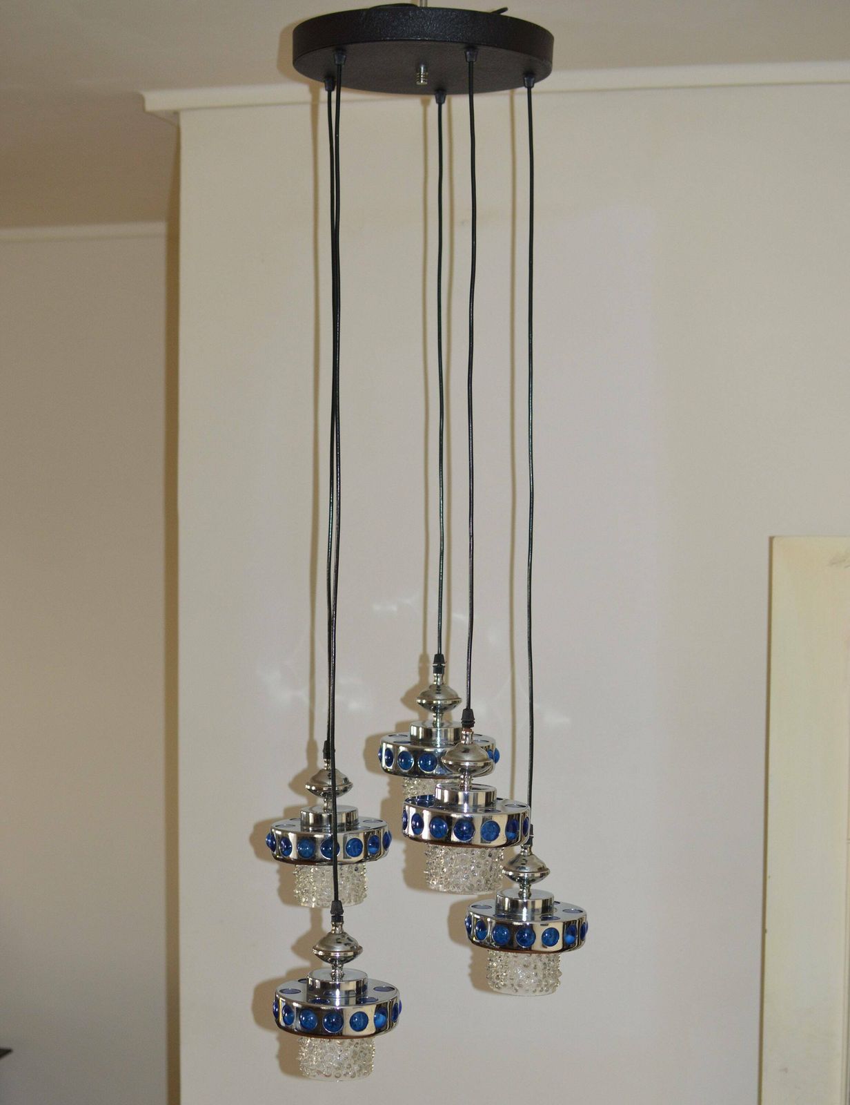 Lamp Mid Century Space Age Cascade Sputnik Chandelier . 1970. Original photo vinterior