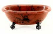 Vintage "Bathtub" Flower Pot In Burgundy Resin With Black Spots photo furniture