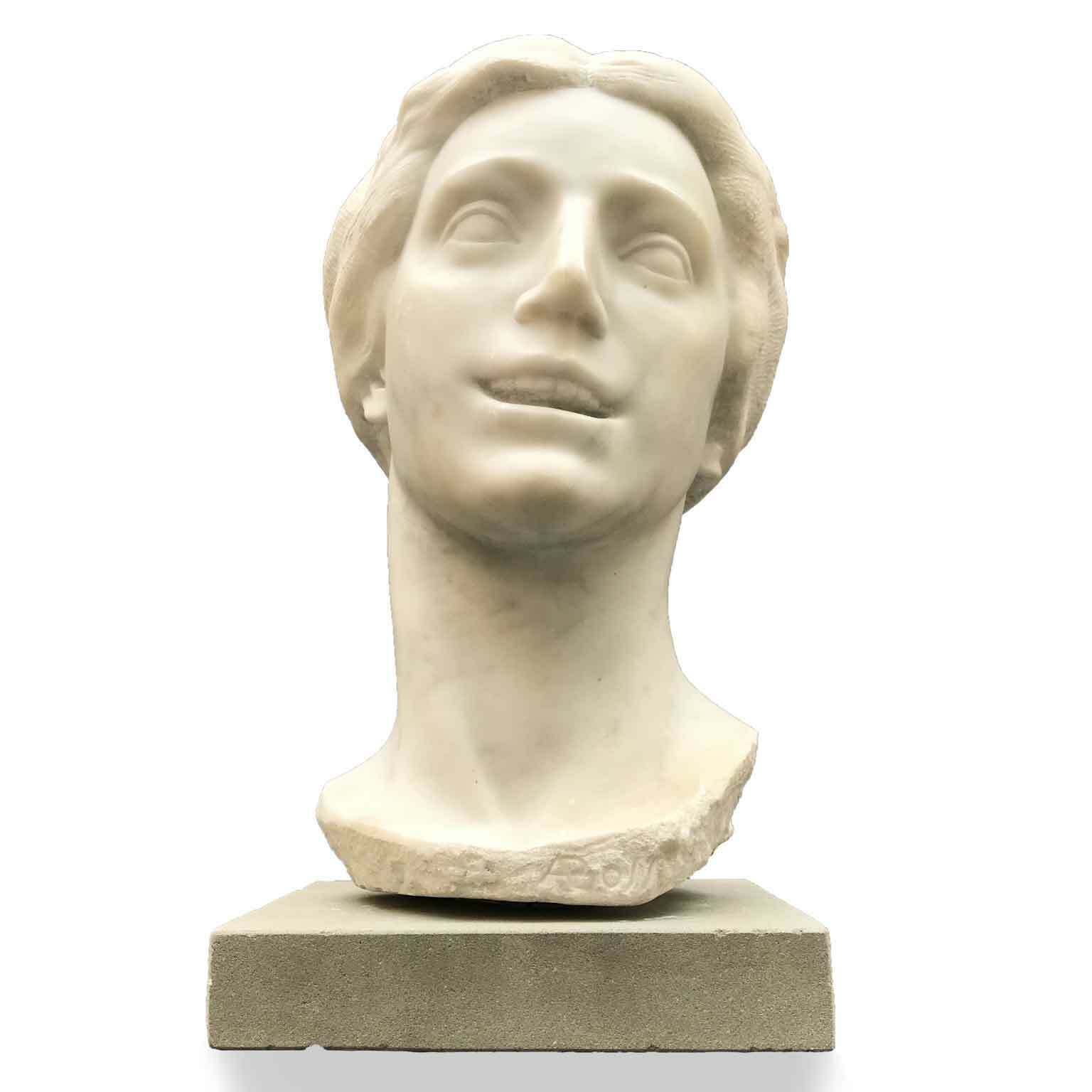 Aurelio Bossi Bust Of A Woman In White Marble photo vintage