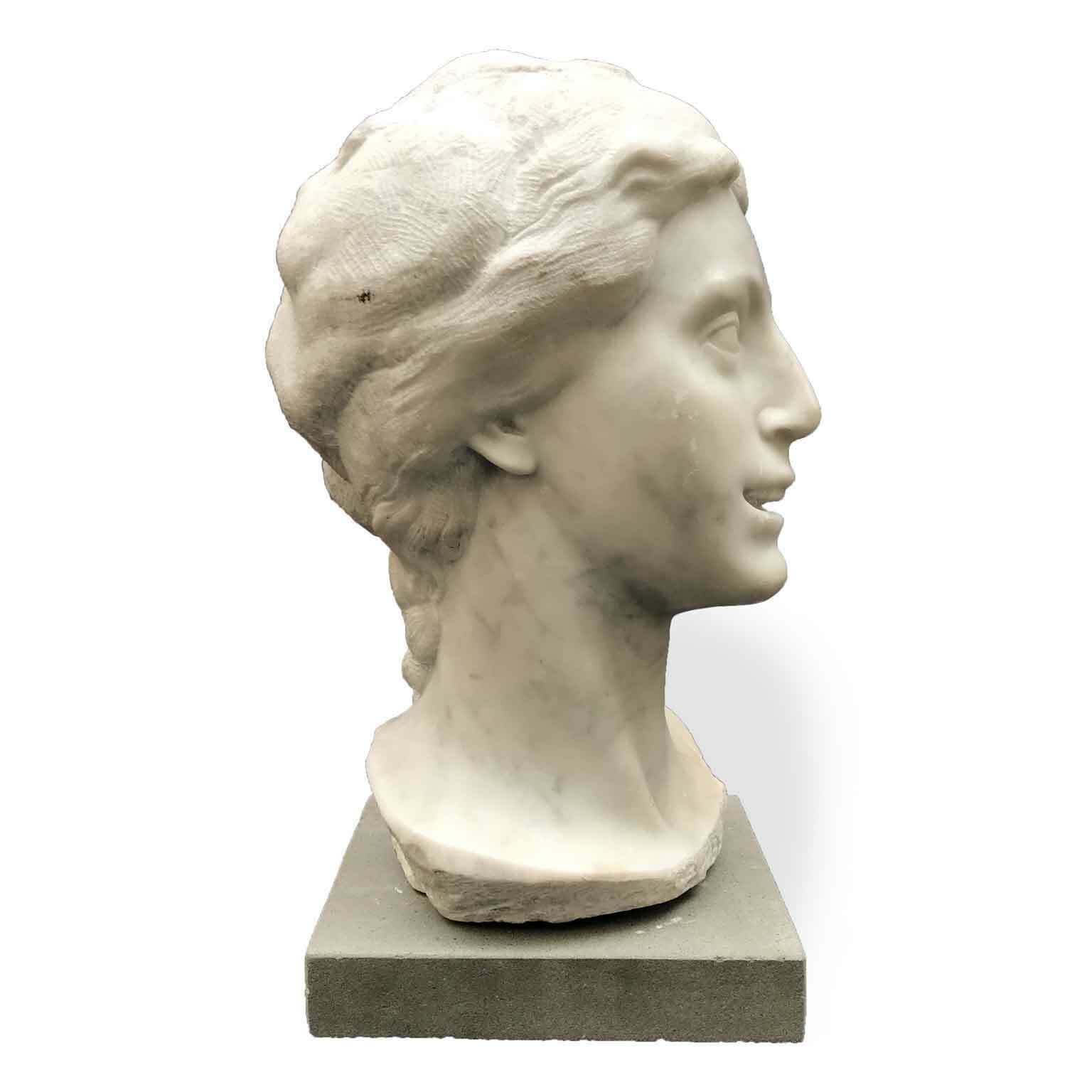 photo for sale Aurelio Bossi Bust Of A Woman In White Marble