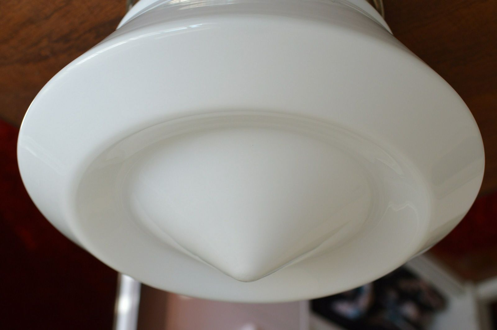 1 Of 10 Art Deco Bauhaus Celiling Lamp. School Art Deco Lamp Opaline Glass photo vintage