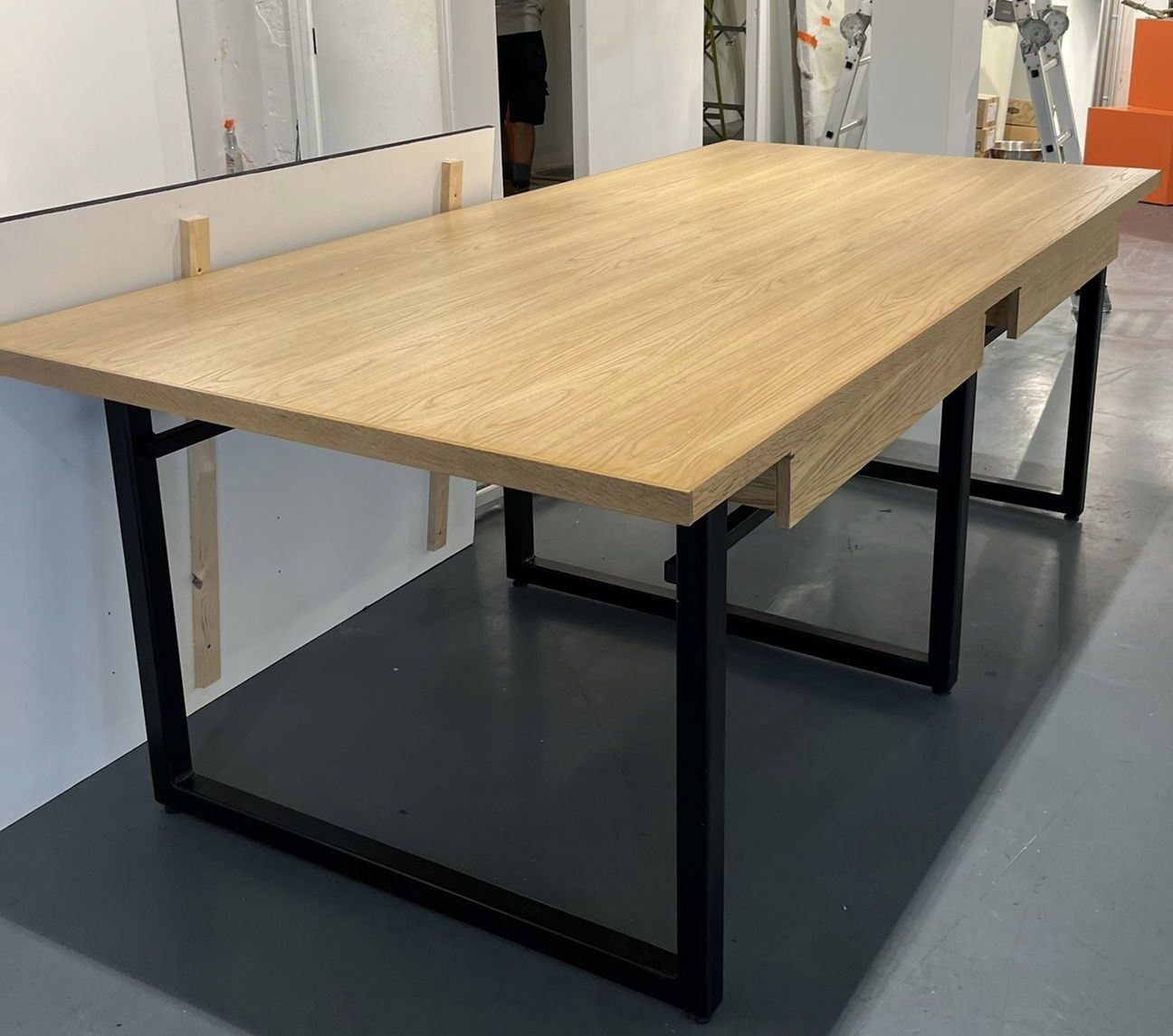 Brand New Large Wooden Table With Metal Frame