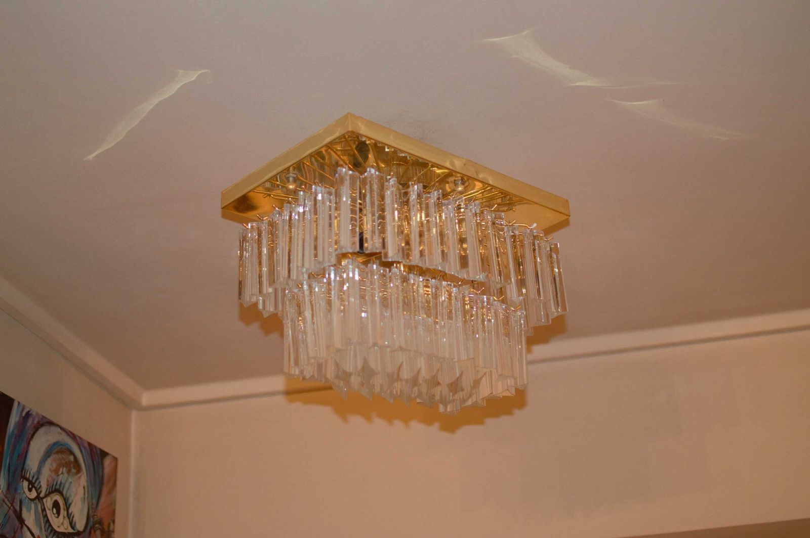 Murano Vintage Chandelier Mid Century Crystal. Venini Era 1960/70 48 Glass