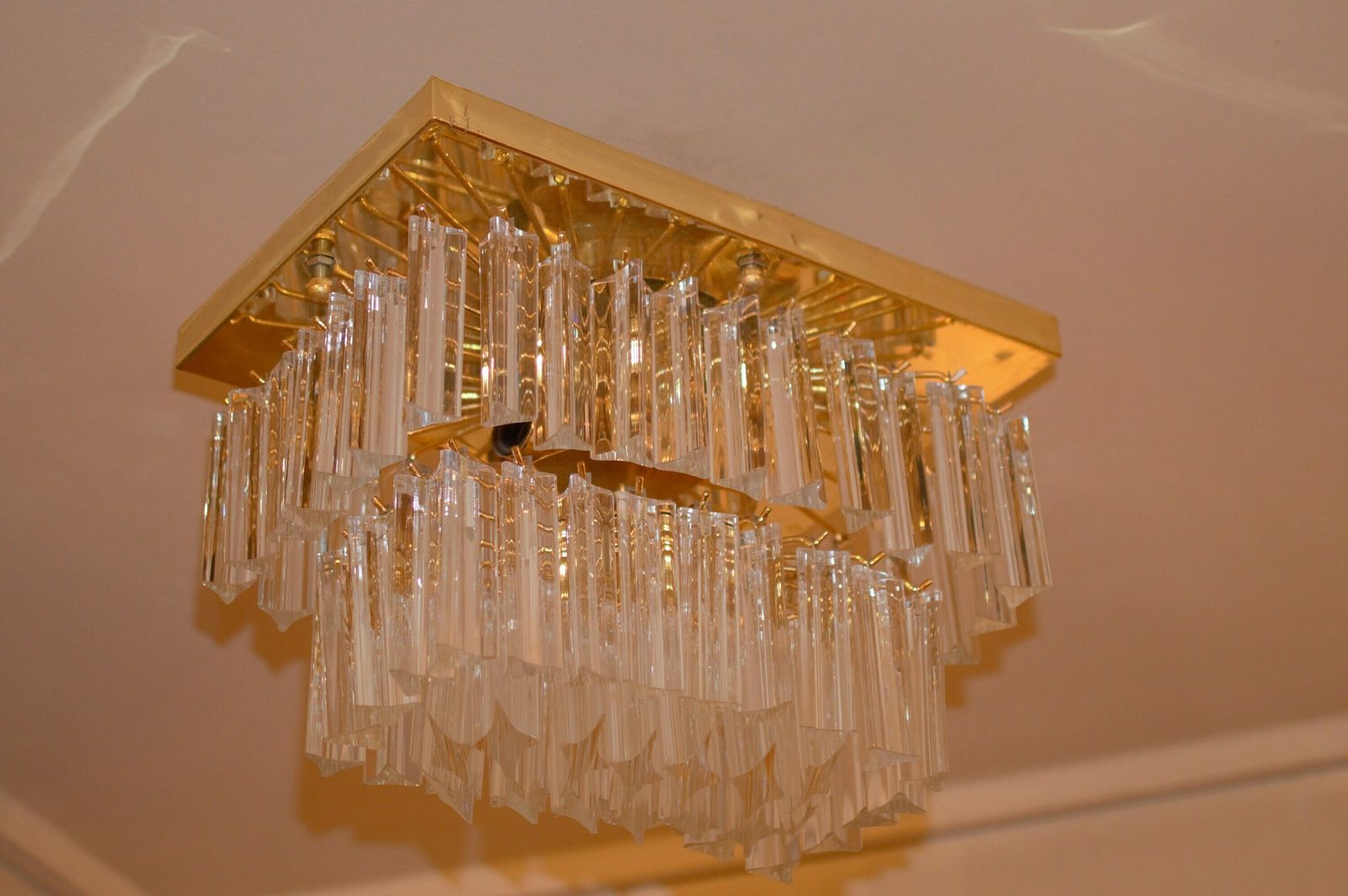Murano Vintage Chandelier Mid Century Crystal. Venini Era 1960/70 48 Glass photo for sale