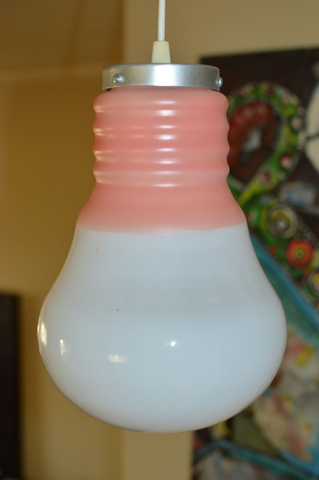 Vintage Lamp Space Age Midcentury Pop Opaline Glass photo for sale