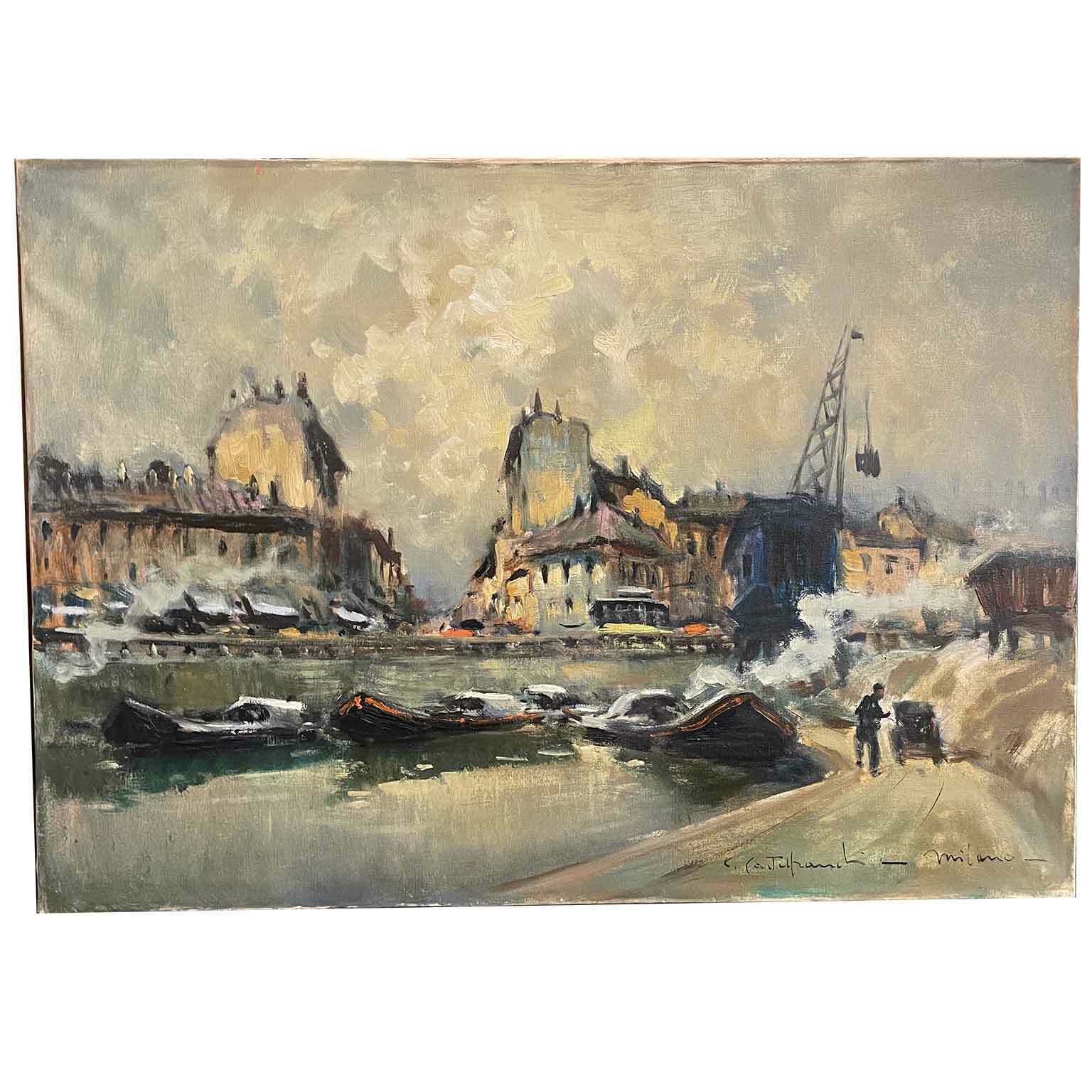 Cirano Castelfranchi View Of The Darsena Circa 1960