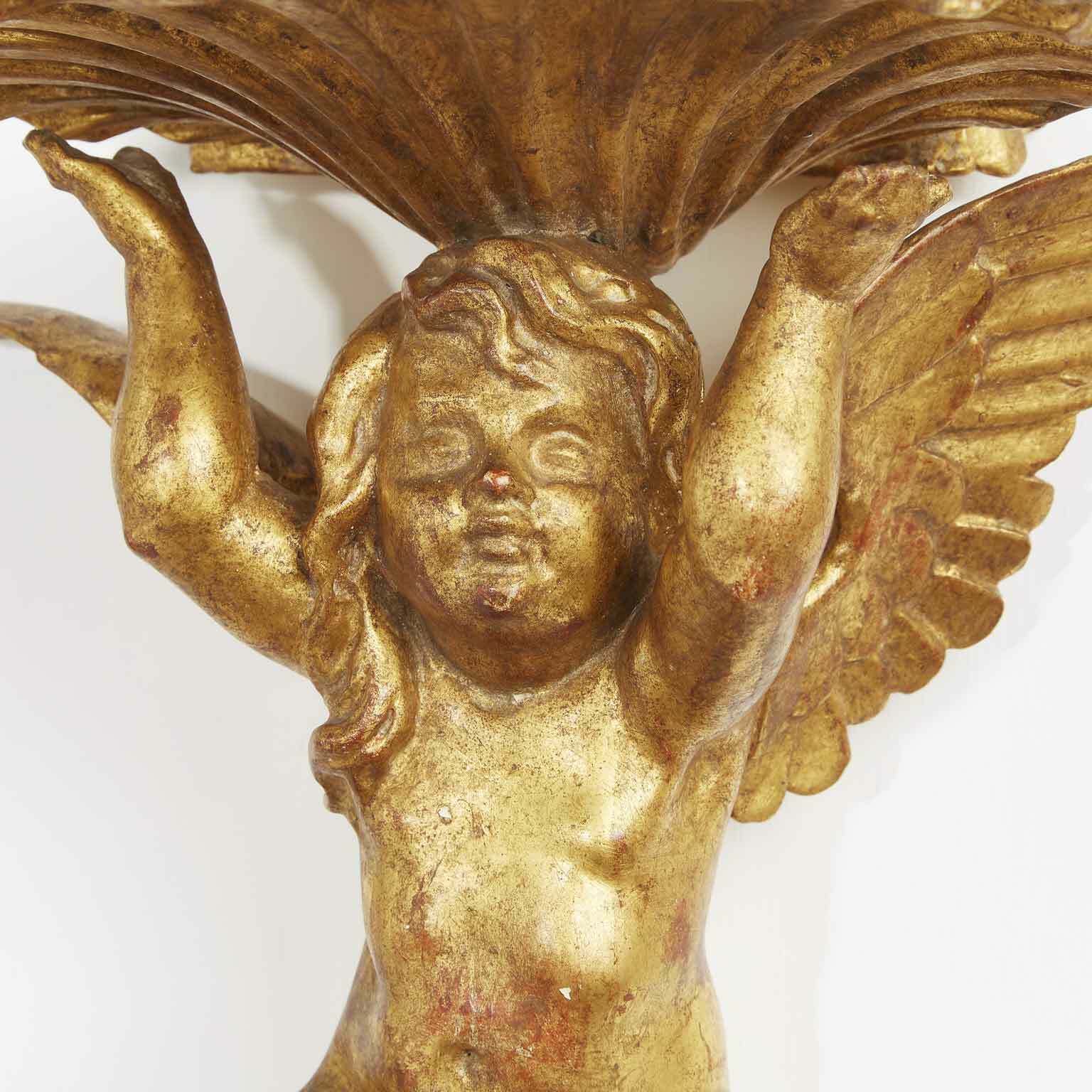 Pair Of Golden Shelves With Putti From The 1800s photo Furniture