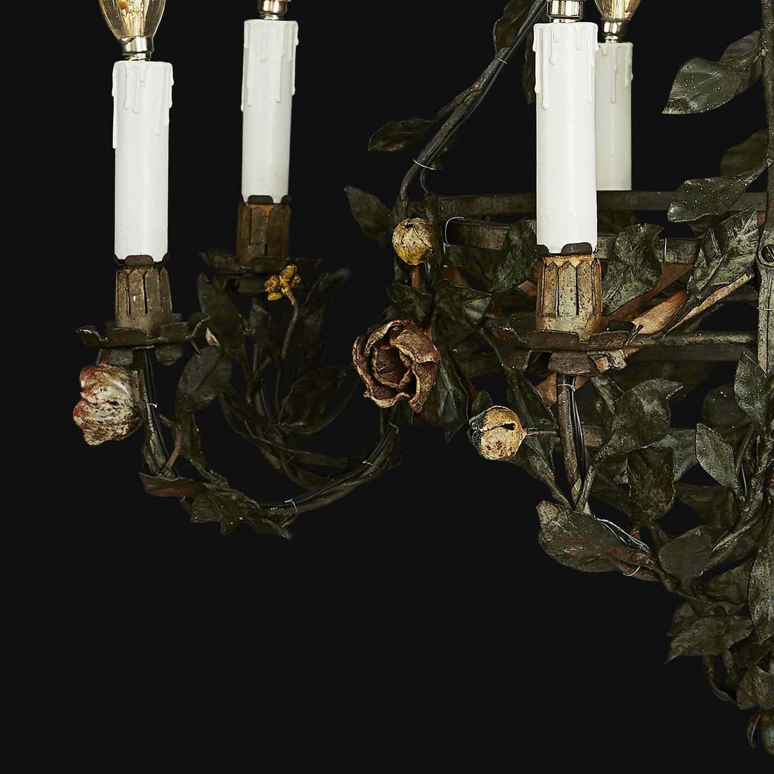Floral Chandelier In Wrought Iron photo vinterior