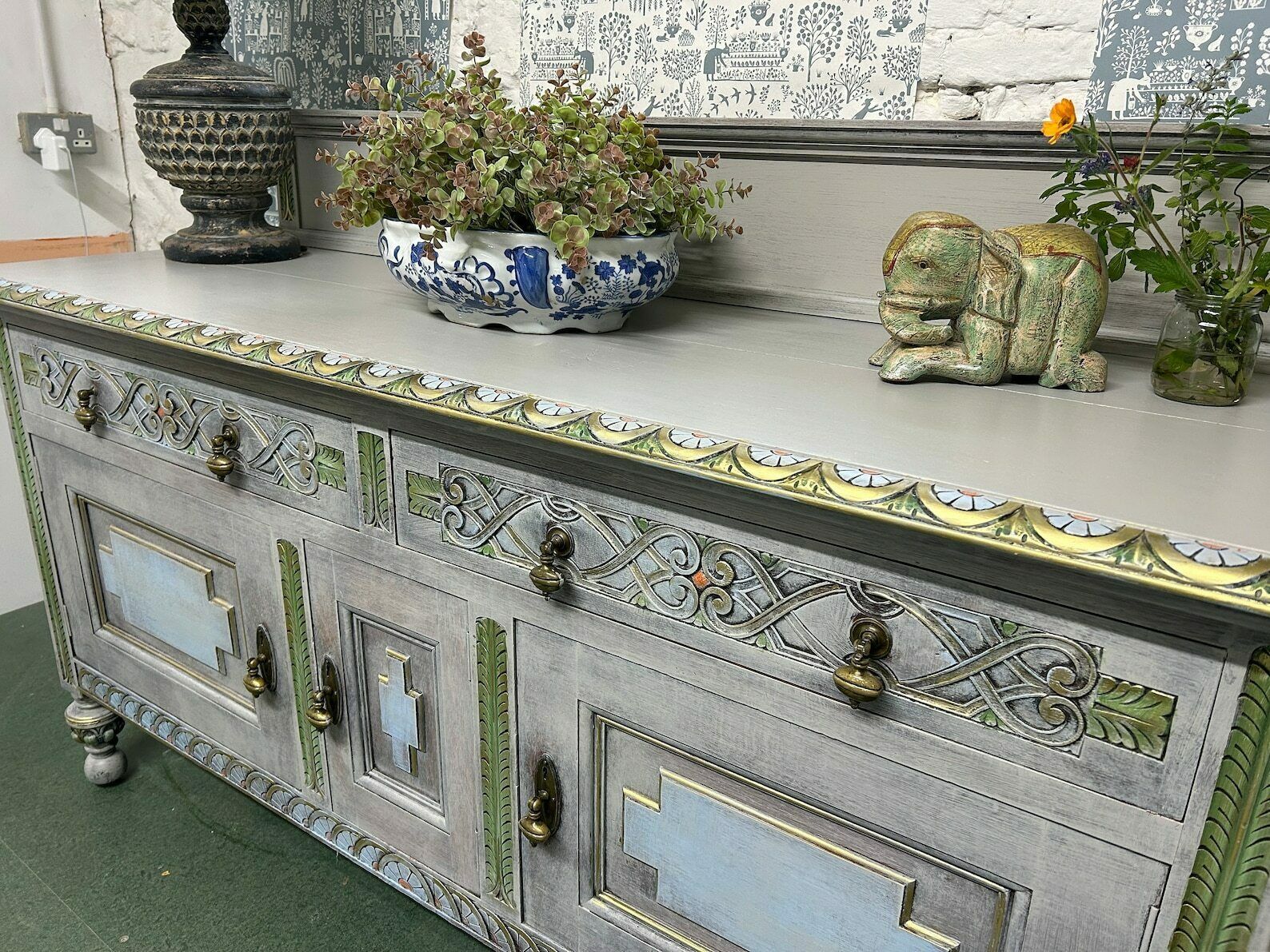 Antique Indian Sideboard, 1920s