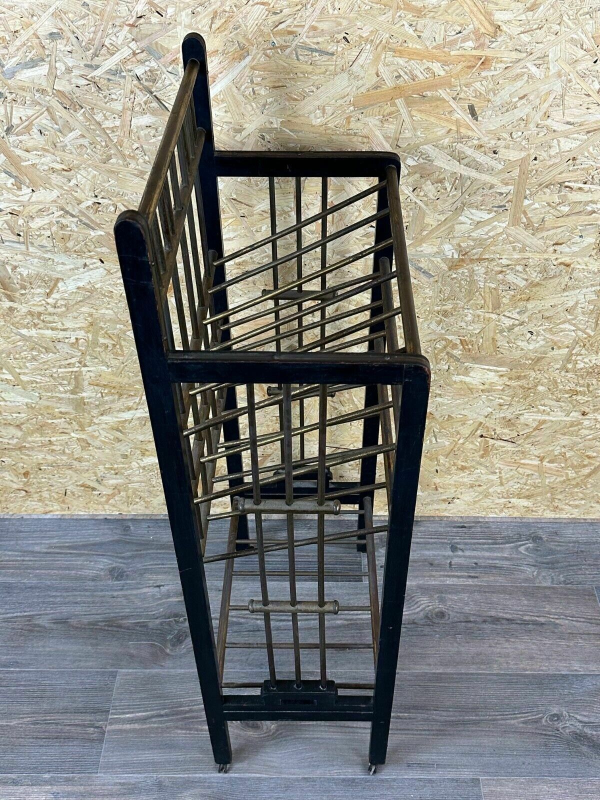 Magazine Rack From Wiener Werkstätte Austria Made Of Mahogany & Brass Around 1900 photo vintage