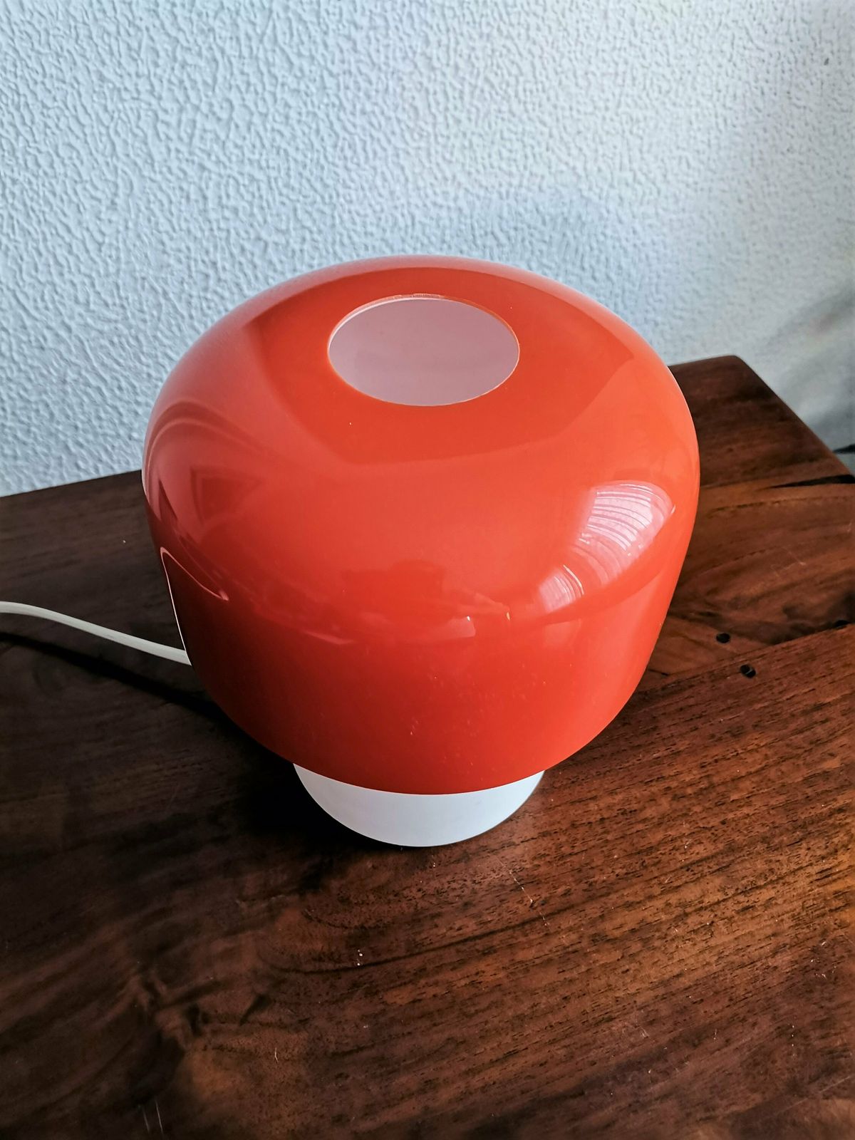 Mid Century Orange Red Mushroom Table Lamp Designed By Harvey Guzzini Made By Meblo Yugoslavia Bedside Light Midcentury Modern photo buy