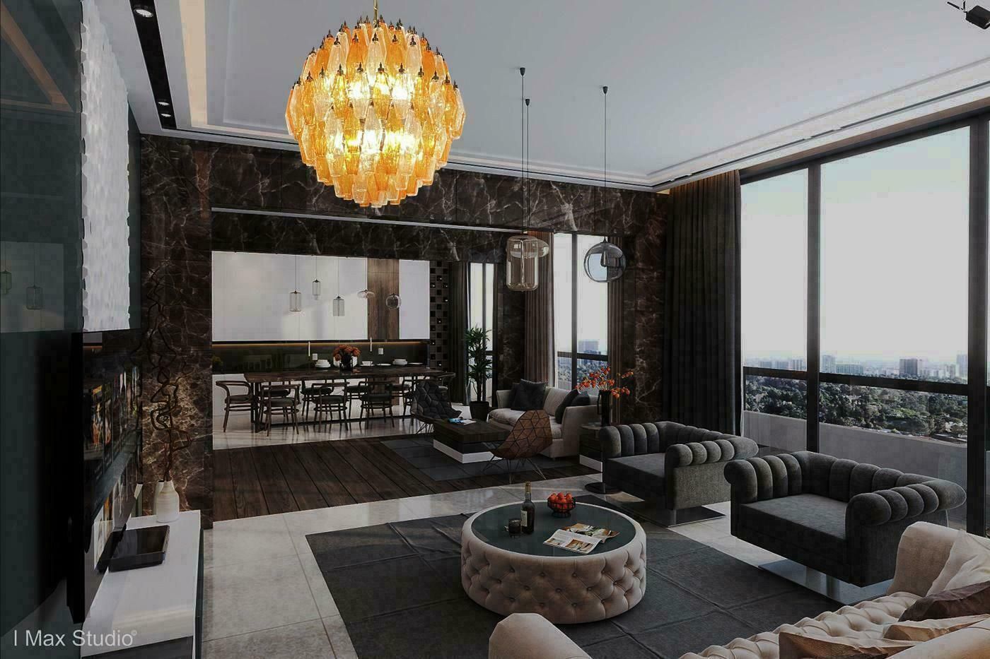 Gorgeous Spherical Murano Poliedri Chandeliers 140 Amber And Clear Poliedri photo furniture