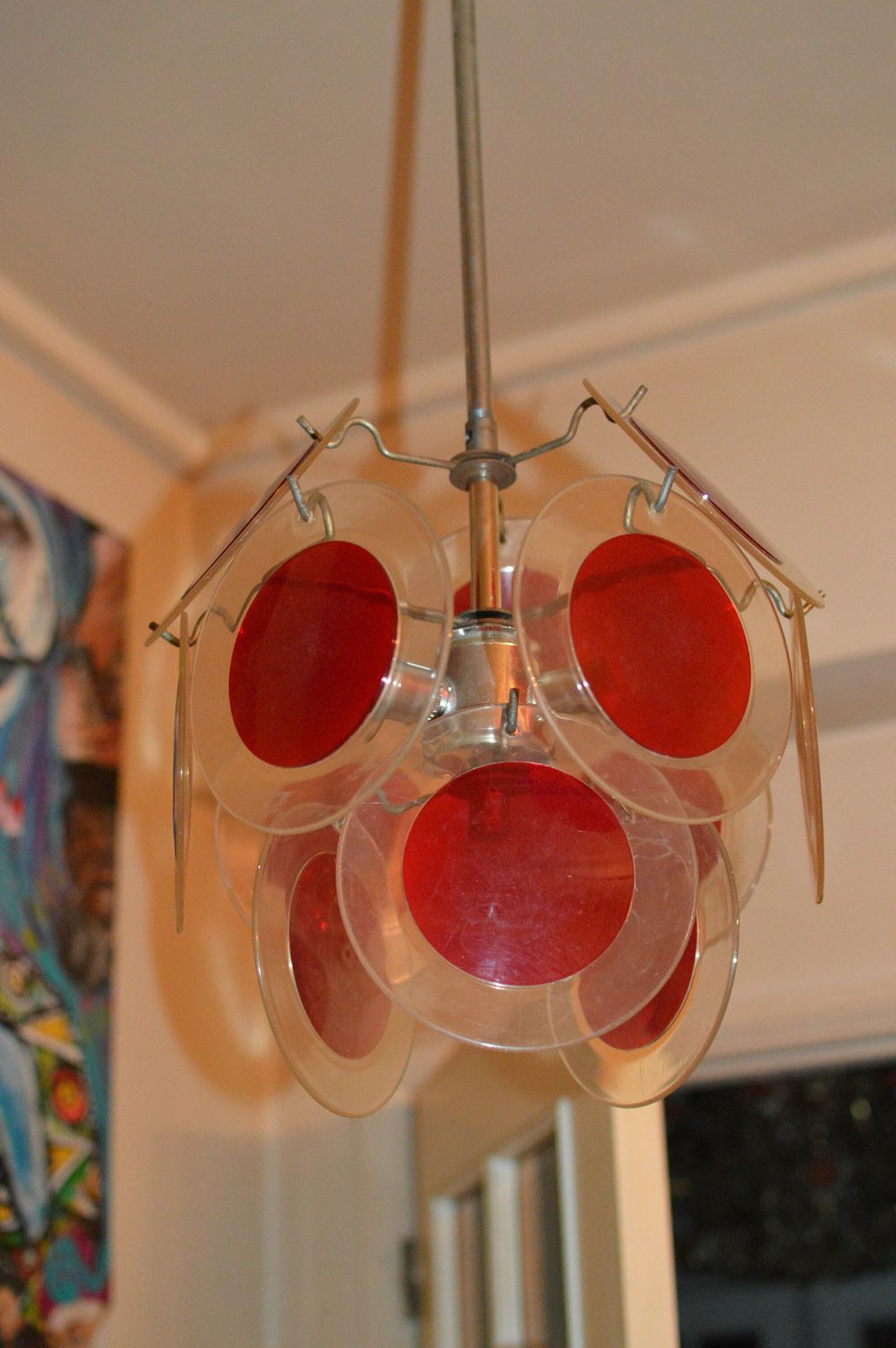 Vintage Plexiglass Yellow Discs Vistosi Era Chandelier, 1960s photo 422.0