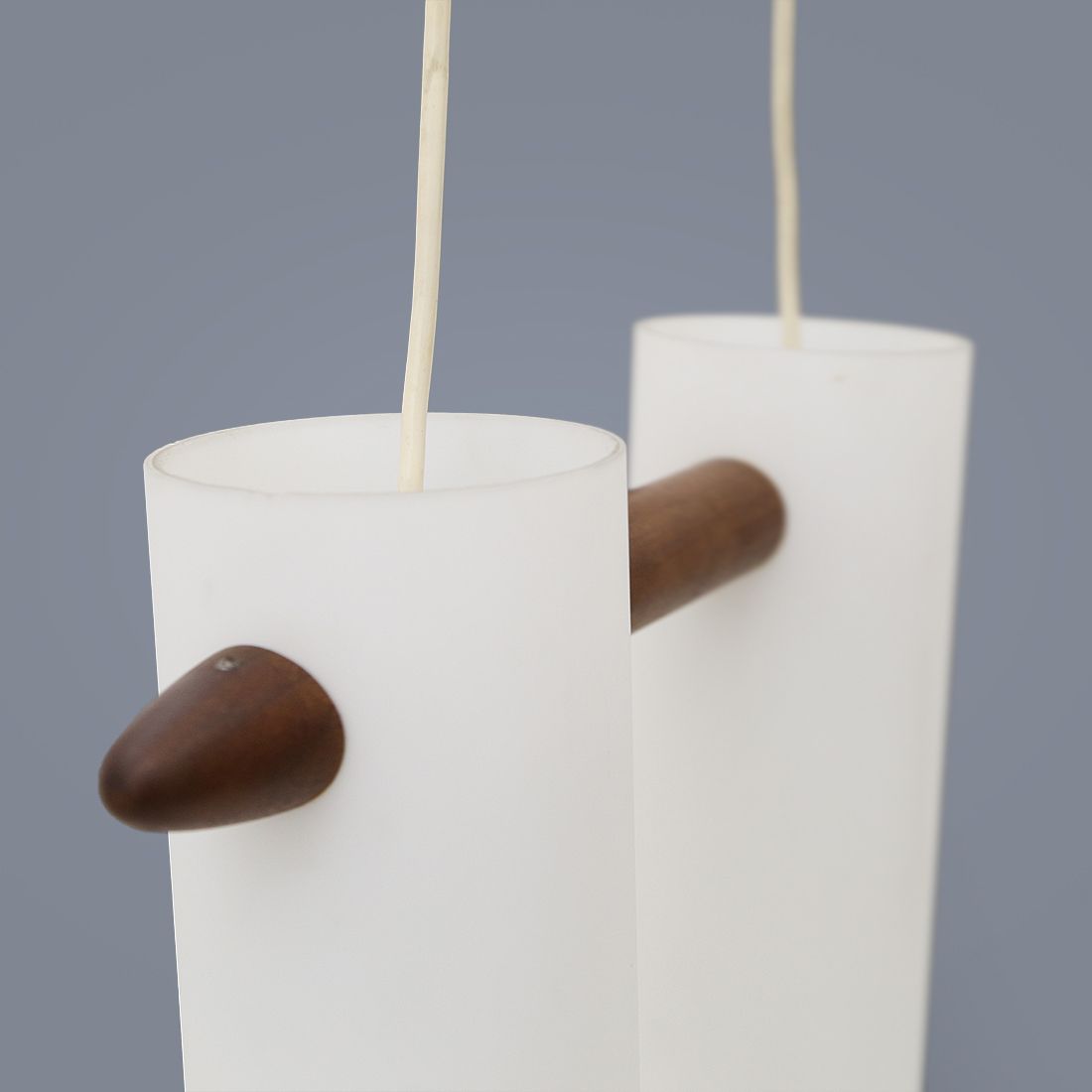 Opaline Glass And Teak Chandelier By Uno & östen Kristiansson For Luxus, 1960s photo Lighting