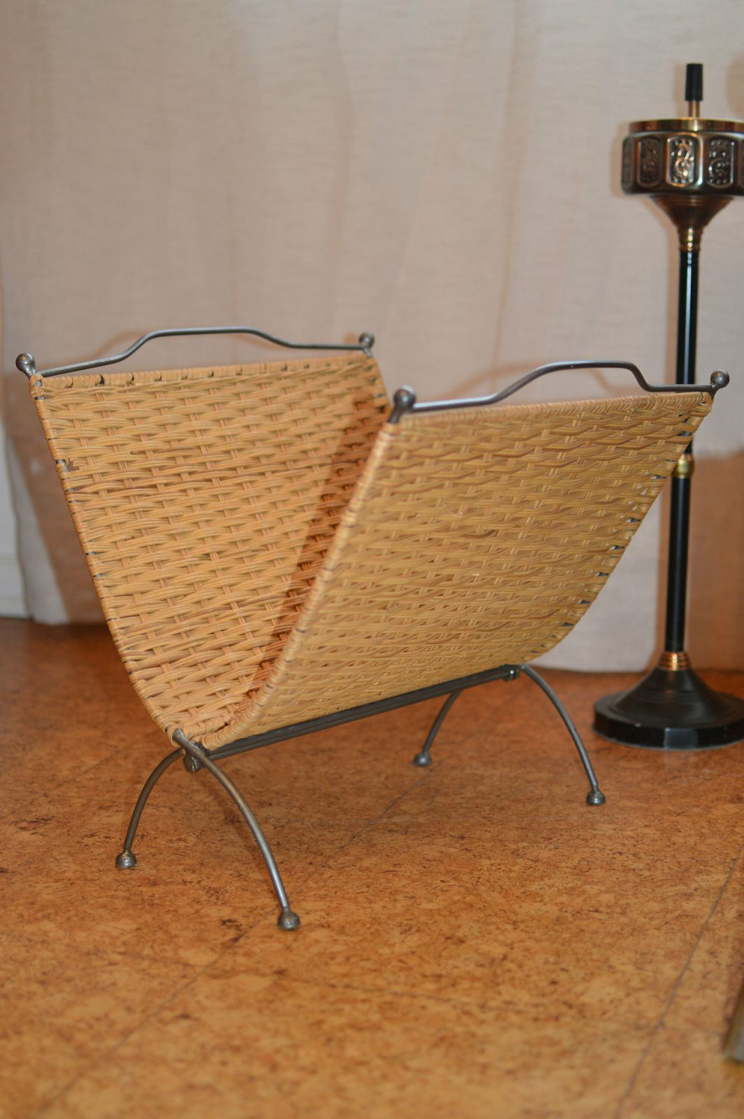 Wicker Magazine Rack / Vintage Magazine Holder / Sweet Vintage photo for sale