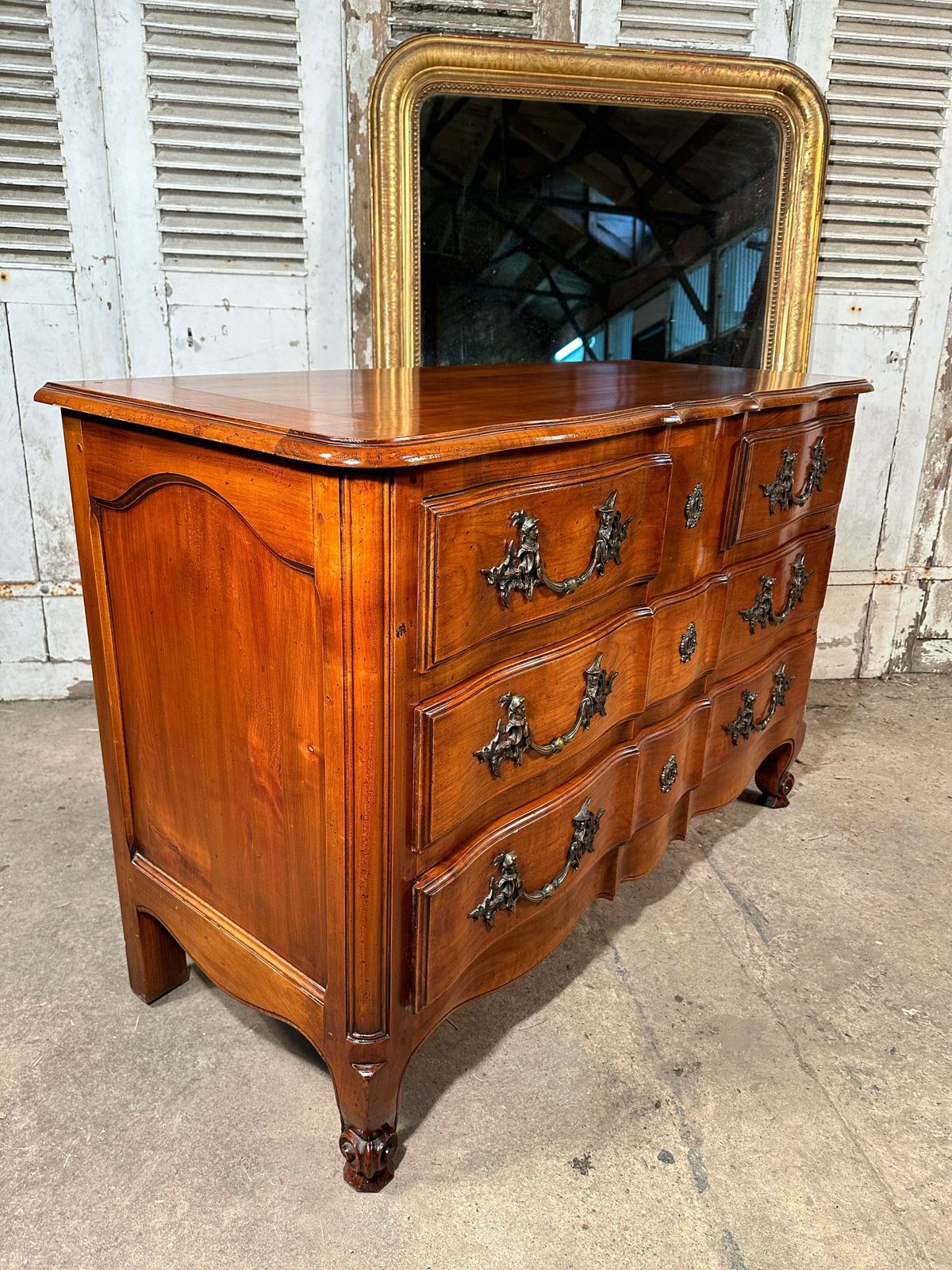 Furniture Beautiful Antique French Fruitwood Serpentine Commode Chest Of Drawers Circa 1890 photo